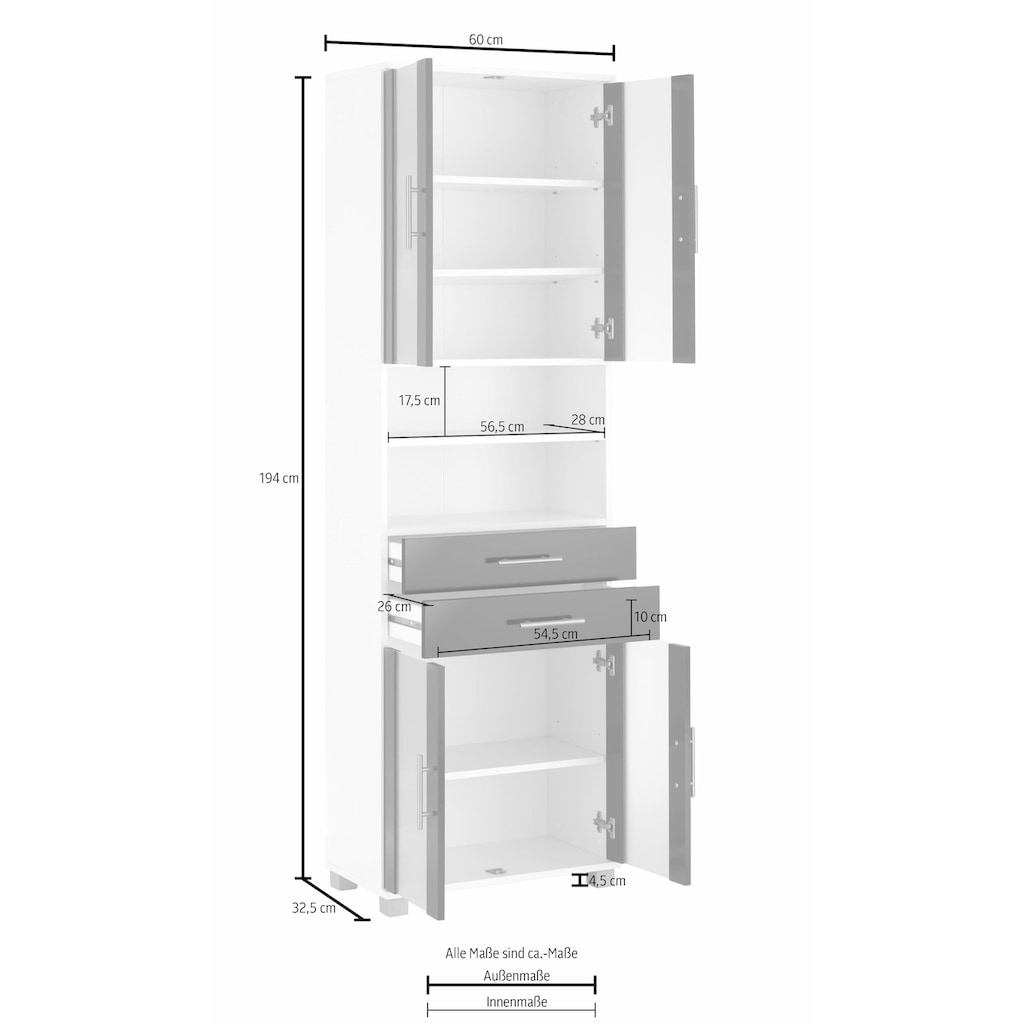 Schildmeyer Hochschrank »Cantara«, mit Glastüren