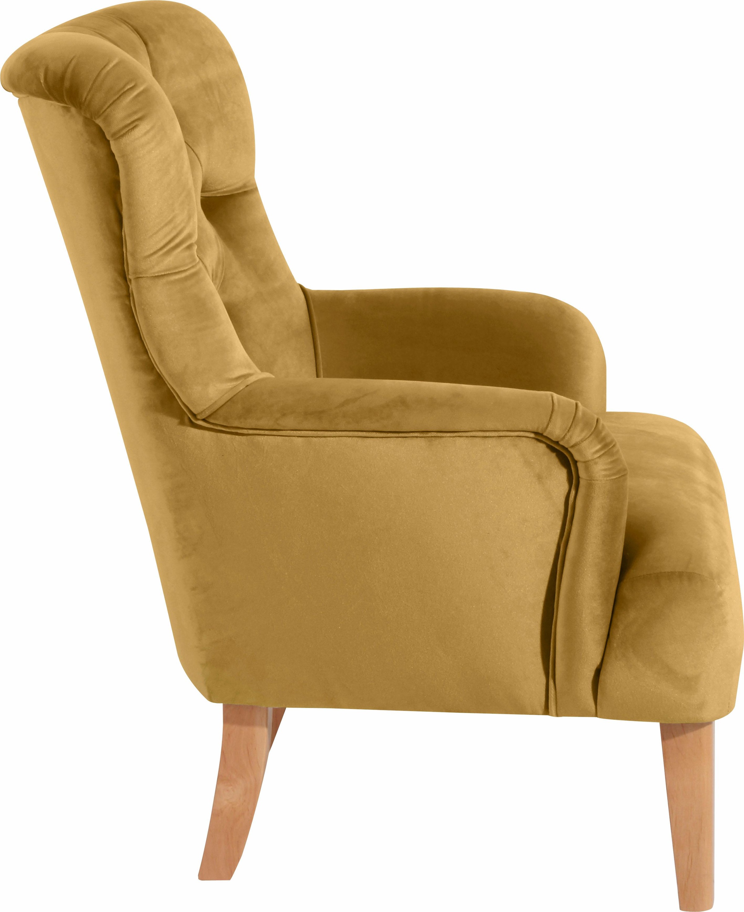 Max Winzer® Chesterfield-Sessel »Bradley, Loungesessel, Chesterfield Optik in aktuellen Farben, bequem« hohe Rückenlehne mit edler Knopfheftung, Retro und modern, hoher Fuß