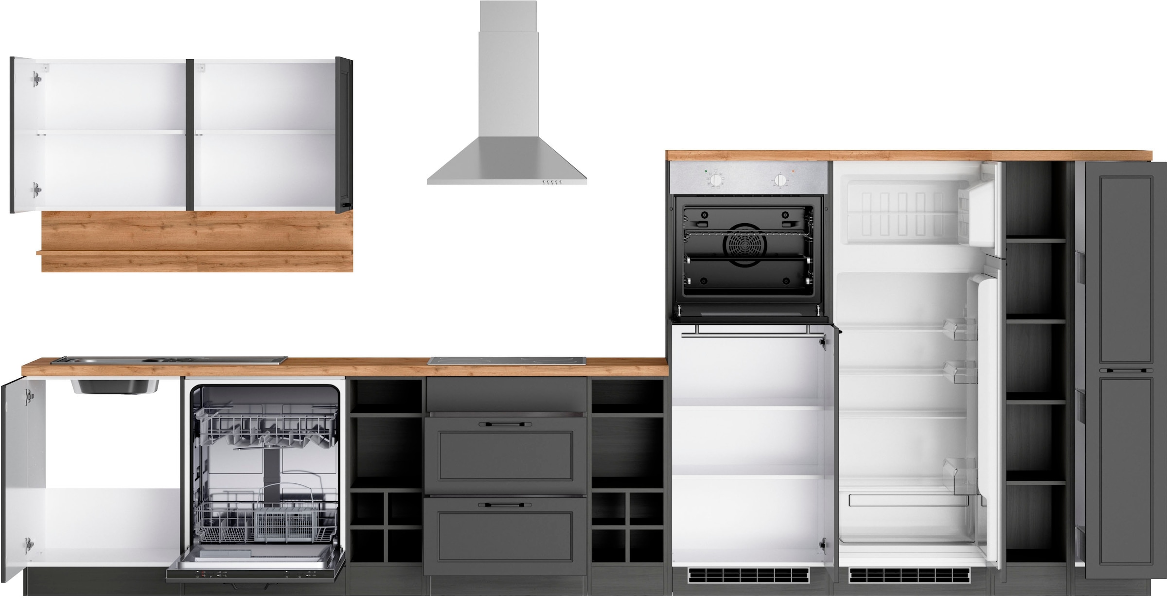 KOCHSTATION Küchenzeile »KS-Lana« 420 cm breit, wahlweise mit oder ohne E-Geräte