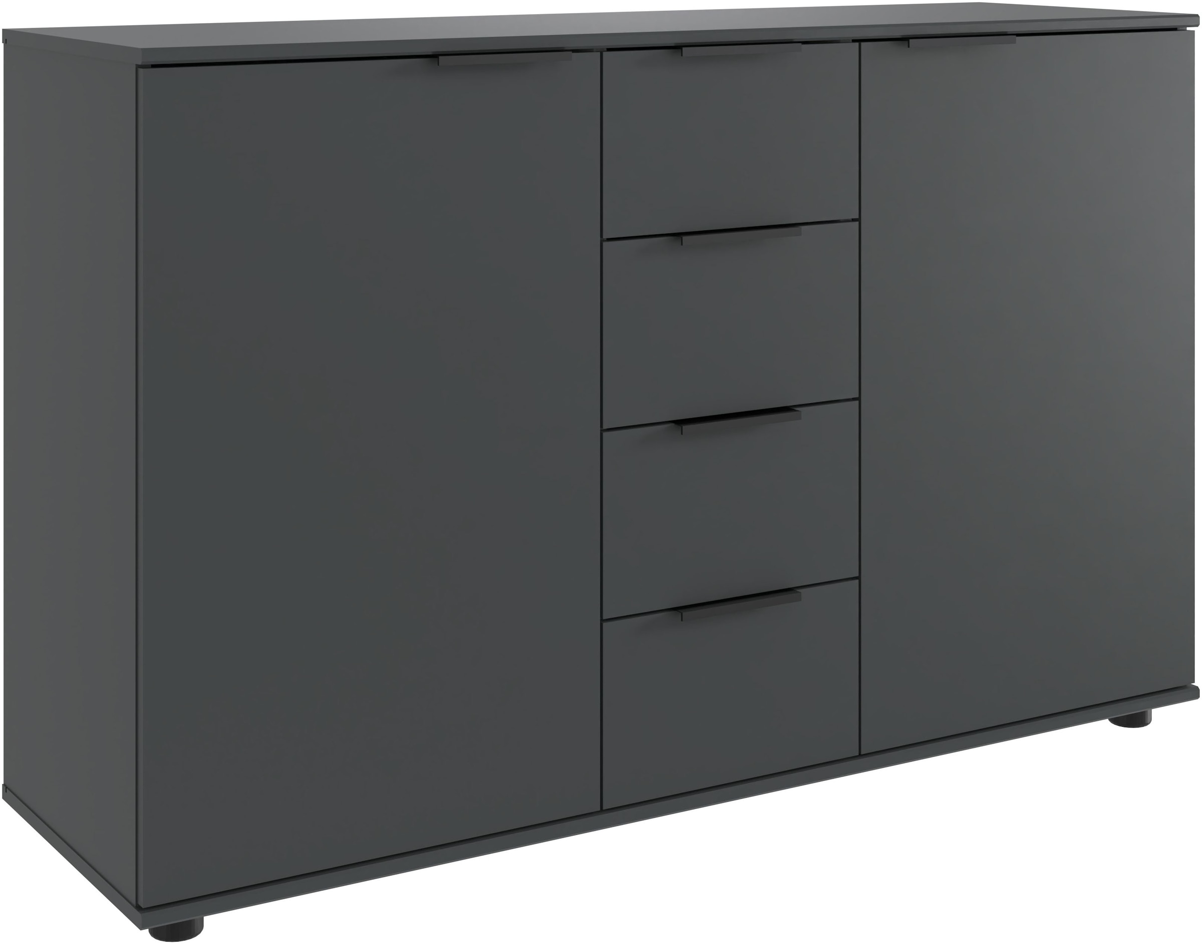 Wimex Kombikommode »Tilburg, Sideboard 130x41x83cm, Made in Germany«, schwarze Metallgriffen, Stauraum hinter 2 Türenund in 4 Schubladen