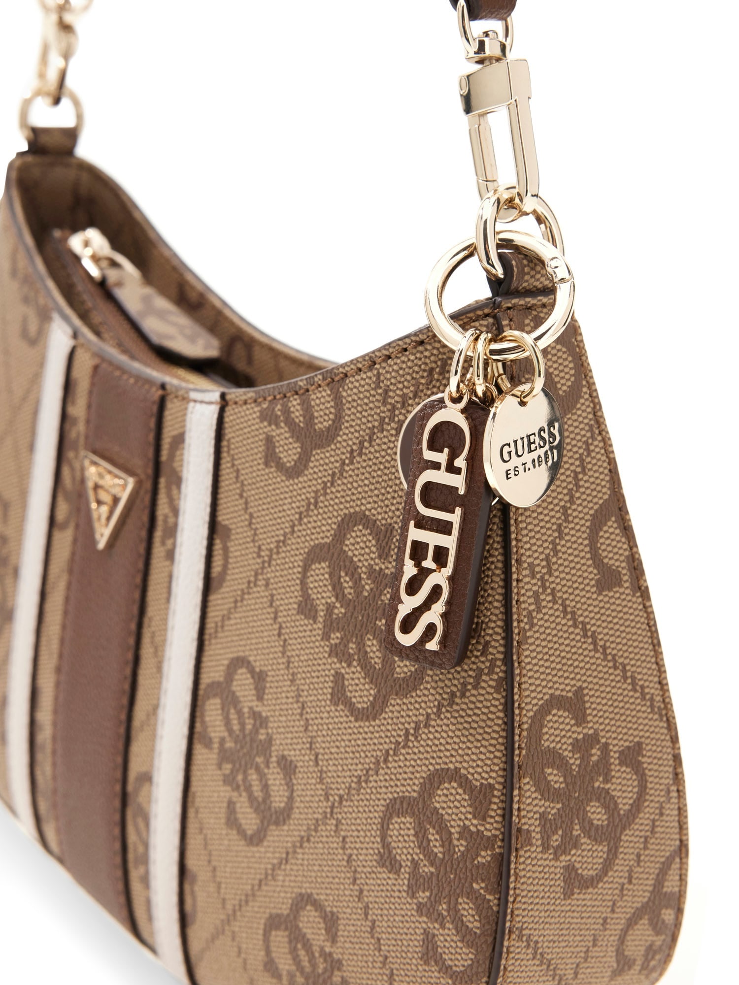 Guess Schultertasche »NOELLE II TOP ZIP SHOULDER BAG« Damen Umhängetasche, Handtasche mit GUESS-Logo-Schmuckelement