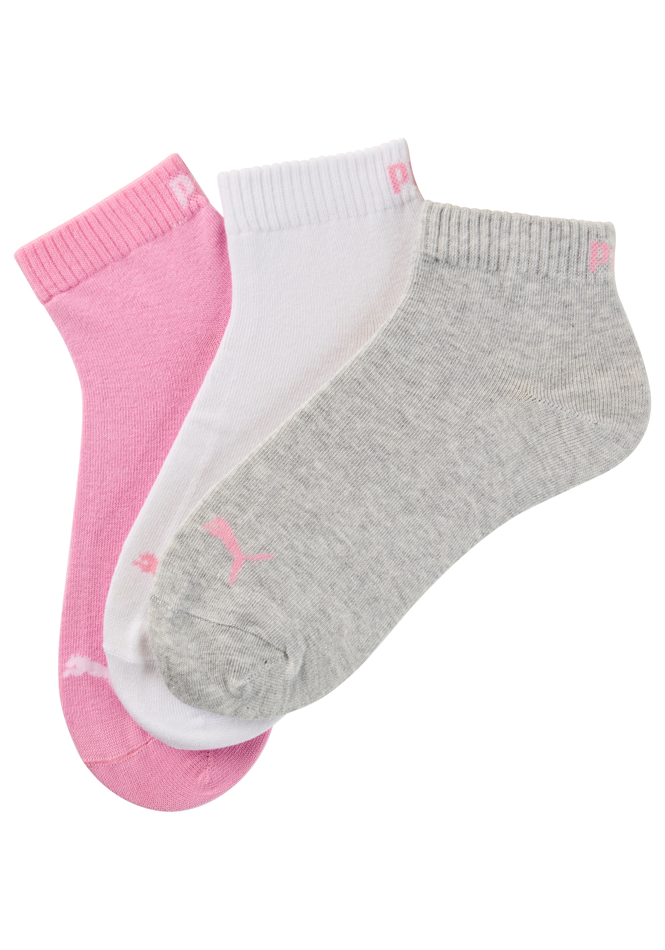 PUMA Kurzsocken »PUMA UNISEX QUARTER PLAIN 3P« 3 Paar tlg. Atmungsaktiv, Rippenbündchen, weiche Baumwollmischung