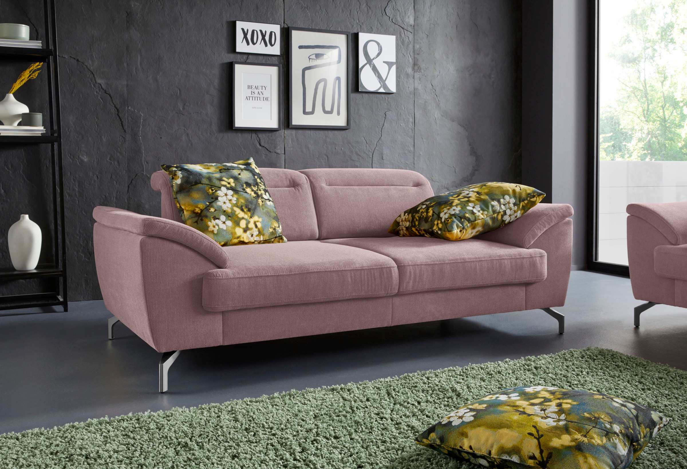 sit&more 2,5-Sitzer »Percy«, 15 cm Fußhöhe, Sitztiefenverstellung, wahlweise Kopfteilverstellung