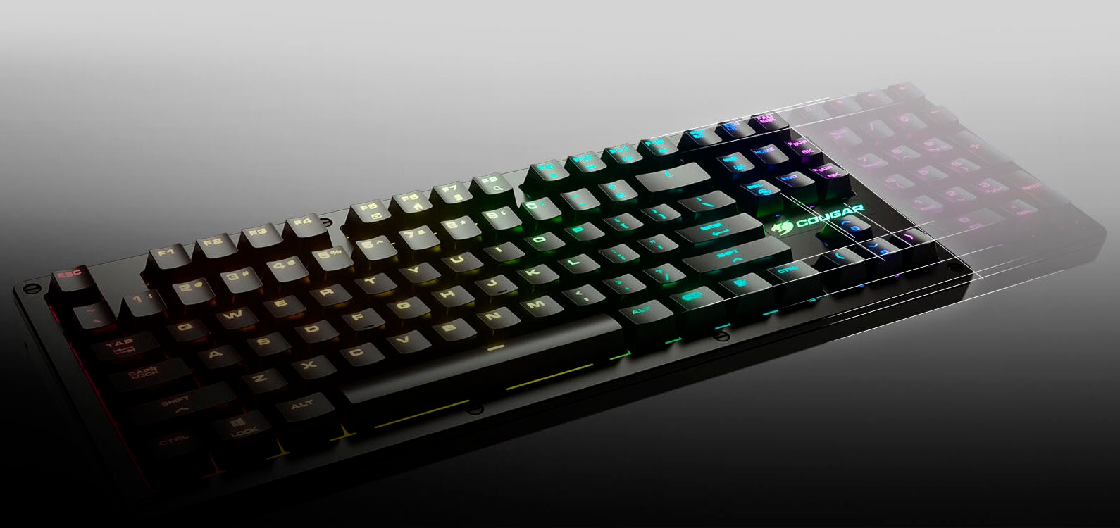 Cougar Gaming-Tastatur »Puri TKL RGB« (Funktionstasten | Multimedia-Tasten | Schutzhülle | USB-Anschluss)