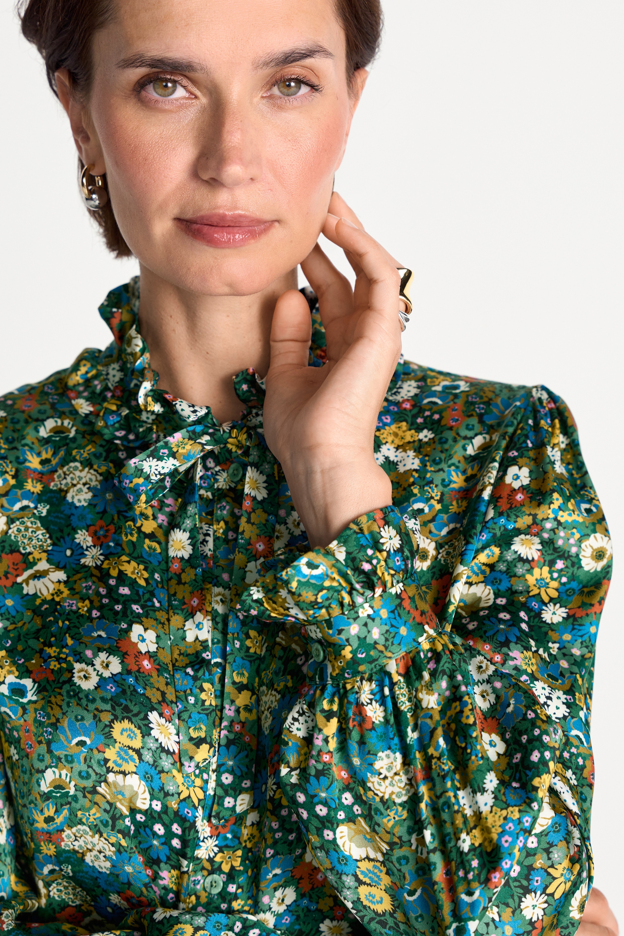 RICHROYAL Langarmbluse mit floralem Print, mit Rüschendetails