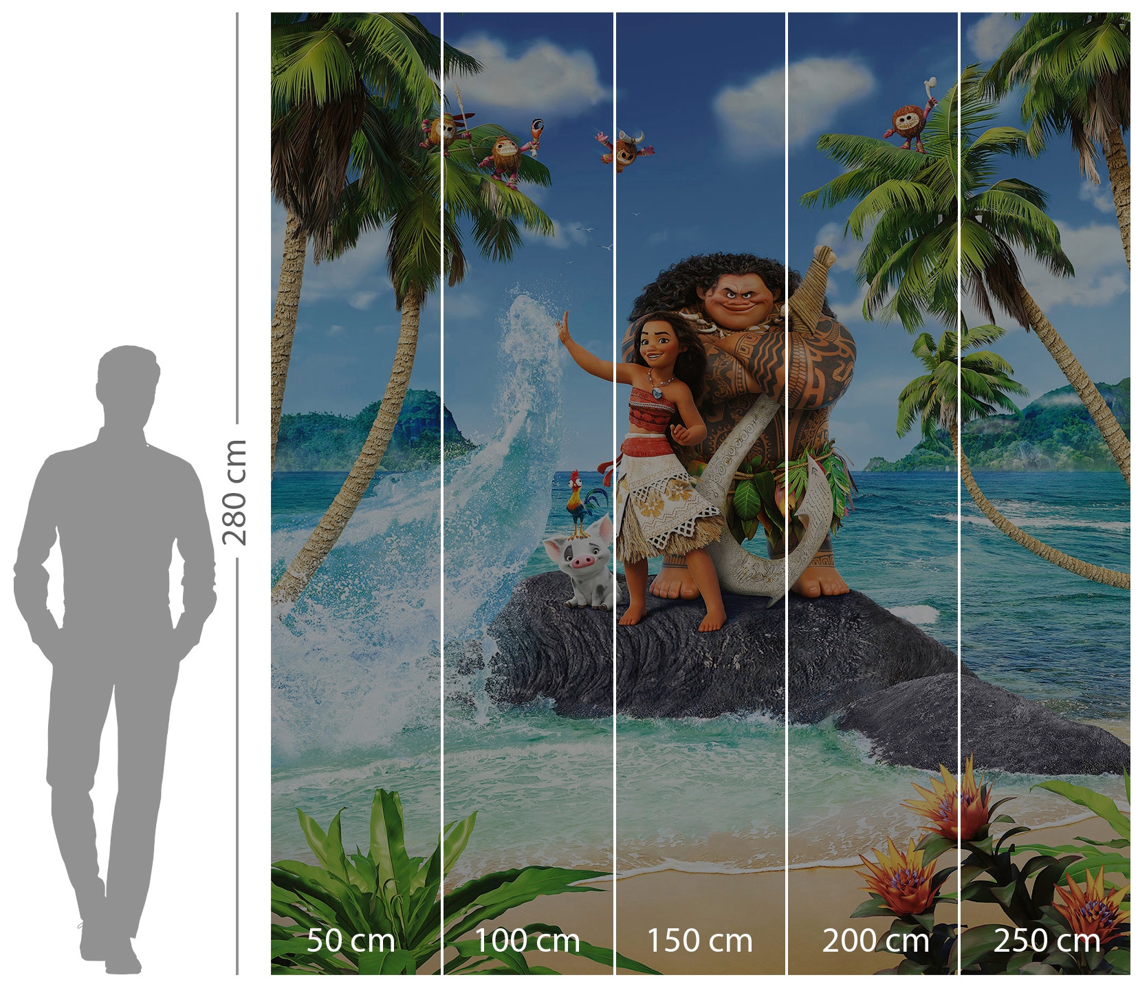 Komar Vliestapete »Digitaldruck Vlies - Moana Beach - Größe 250 x 280 cm«, bedruckt, Kinderzimmer