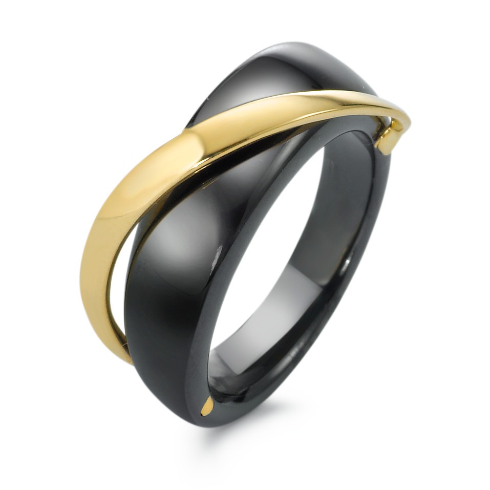 Ring Gold 375 schwarze Keramik, Rhomberg Schmuck