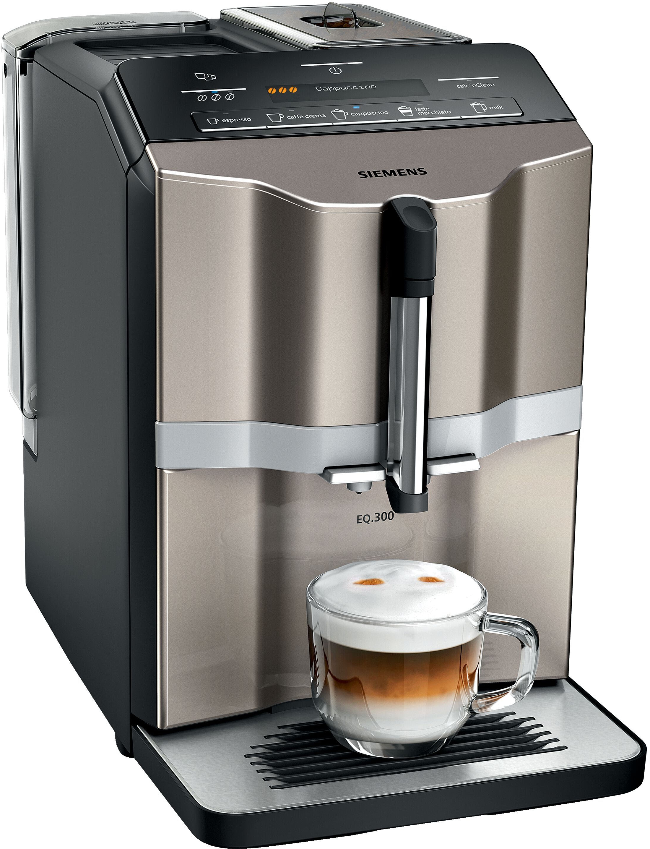 SIEMENS Kaffeevollautomat 5 OTTO Kaffee-Milch-Getränke, im »EQ.300 Zubereitung, einfache LCD-Dialog-Display TI353514DE«, Shop Online