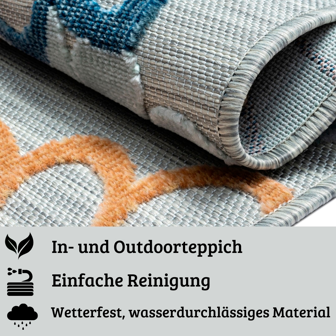 OTTO home Teppich »Tamsin, LAGERRÄUMUNG!« rechteckig 8 mm Höhe Hoch-Tief Effekt, In- und Outdoor geeignet, Terrasse & Balkon