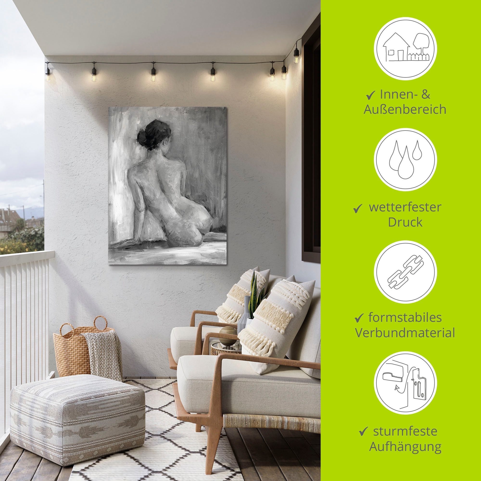 Artland Wandbild »Figur in schwarz & weiß I«, Frau, (1 St.), als Alubild, Outdoorbild, Leinwandbild, Poster, Wandaufkleber