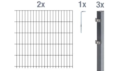 Alberts Doppelstabmattenzaun, (Set), anthrazit, 100 cm hoch, 2 Matten für 4 m, 3 Pfosten kaufen