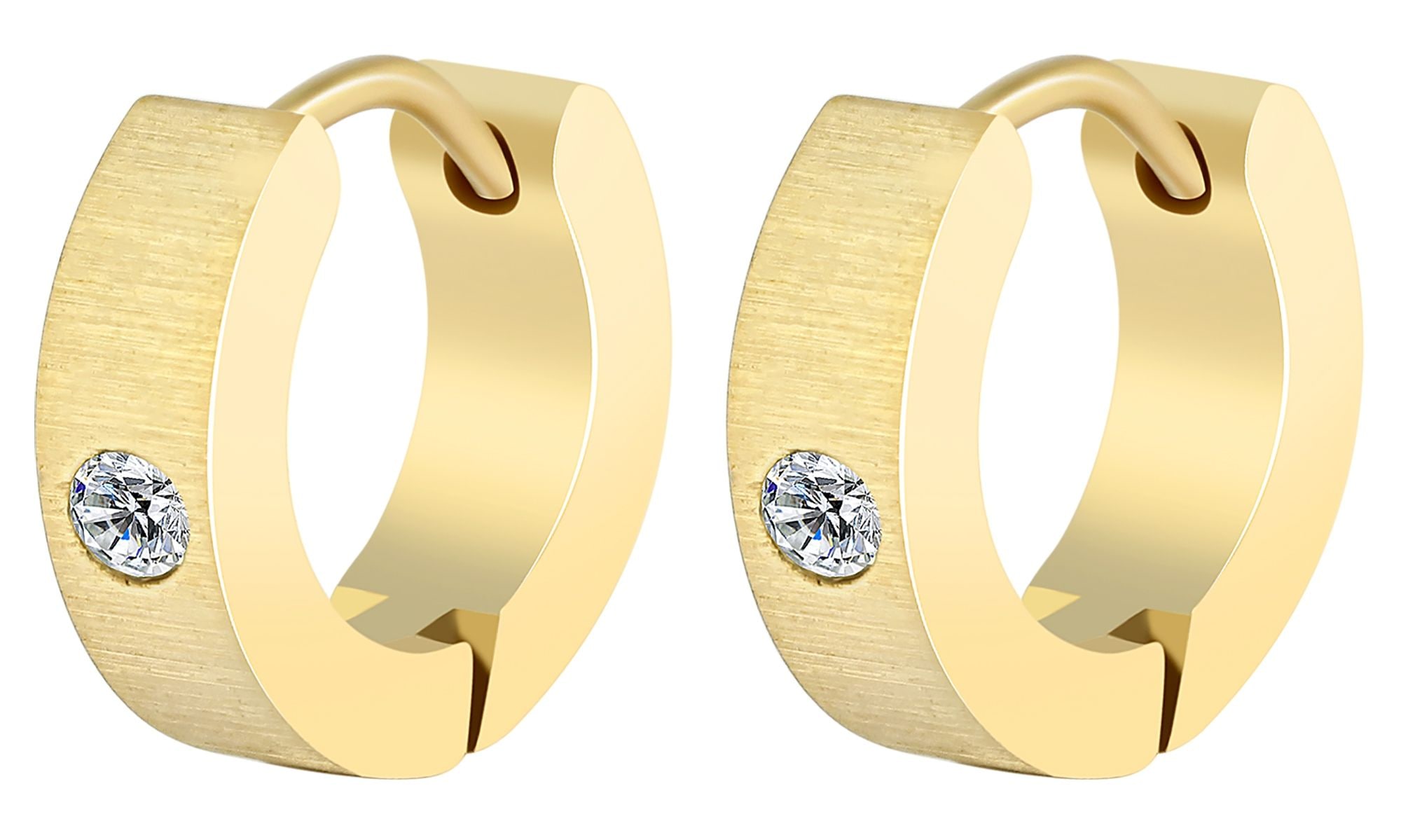 Adelia´s Paar Creolen »Damen Ohrringe ¿ Creole aus Edelstahl mit Strass Steinchen«