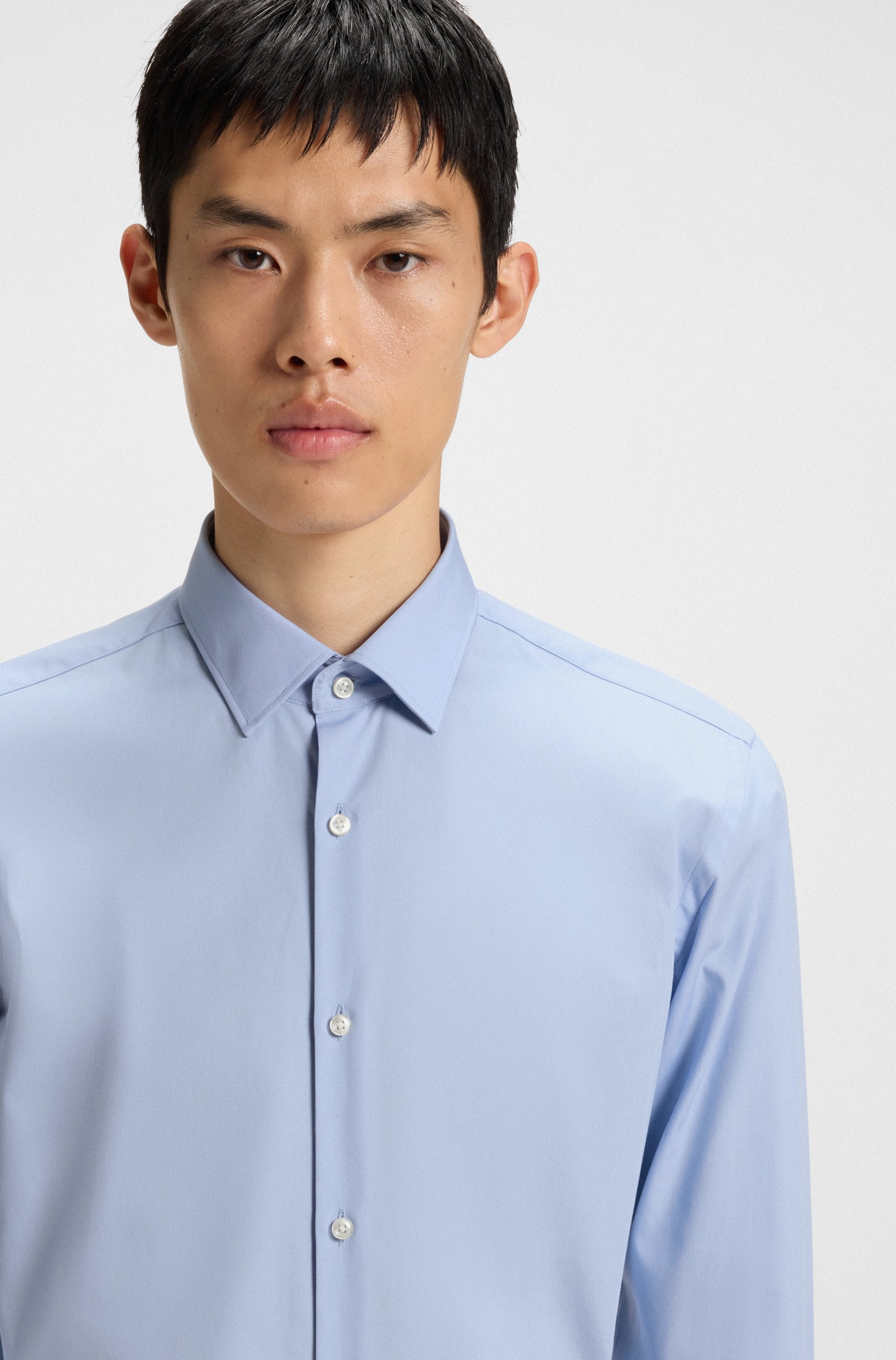 HUGO Langarmhemd »Kenno« Slim-Fit Hemd aus bügelleichter Baumwoll-Popeline