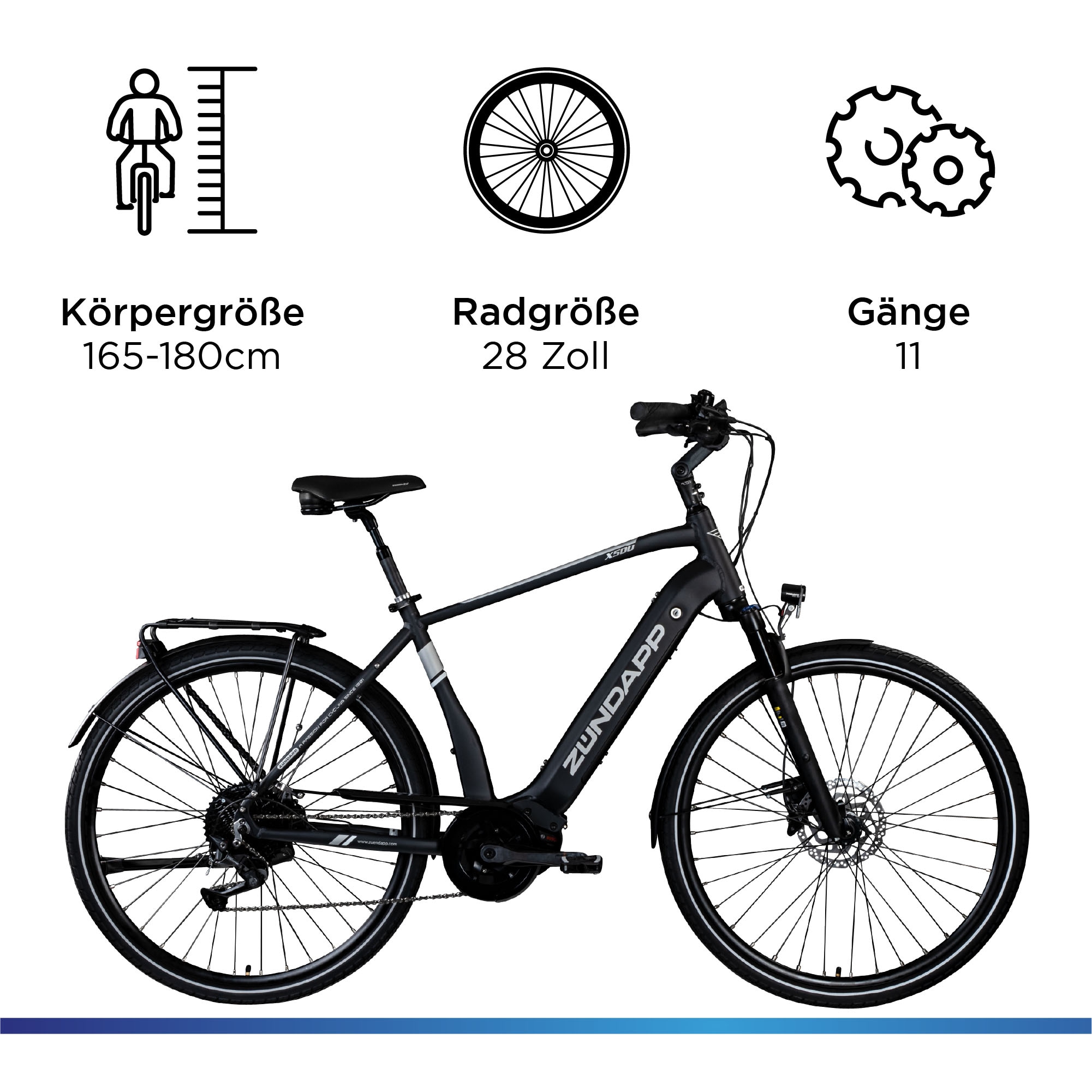 Zündapp E-Bike »X500«, 11 Gang, Shimano, Deore, Mittelmotor 250 W, Pedelec, Elektrofahrrad für Damen u. Herren