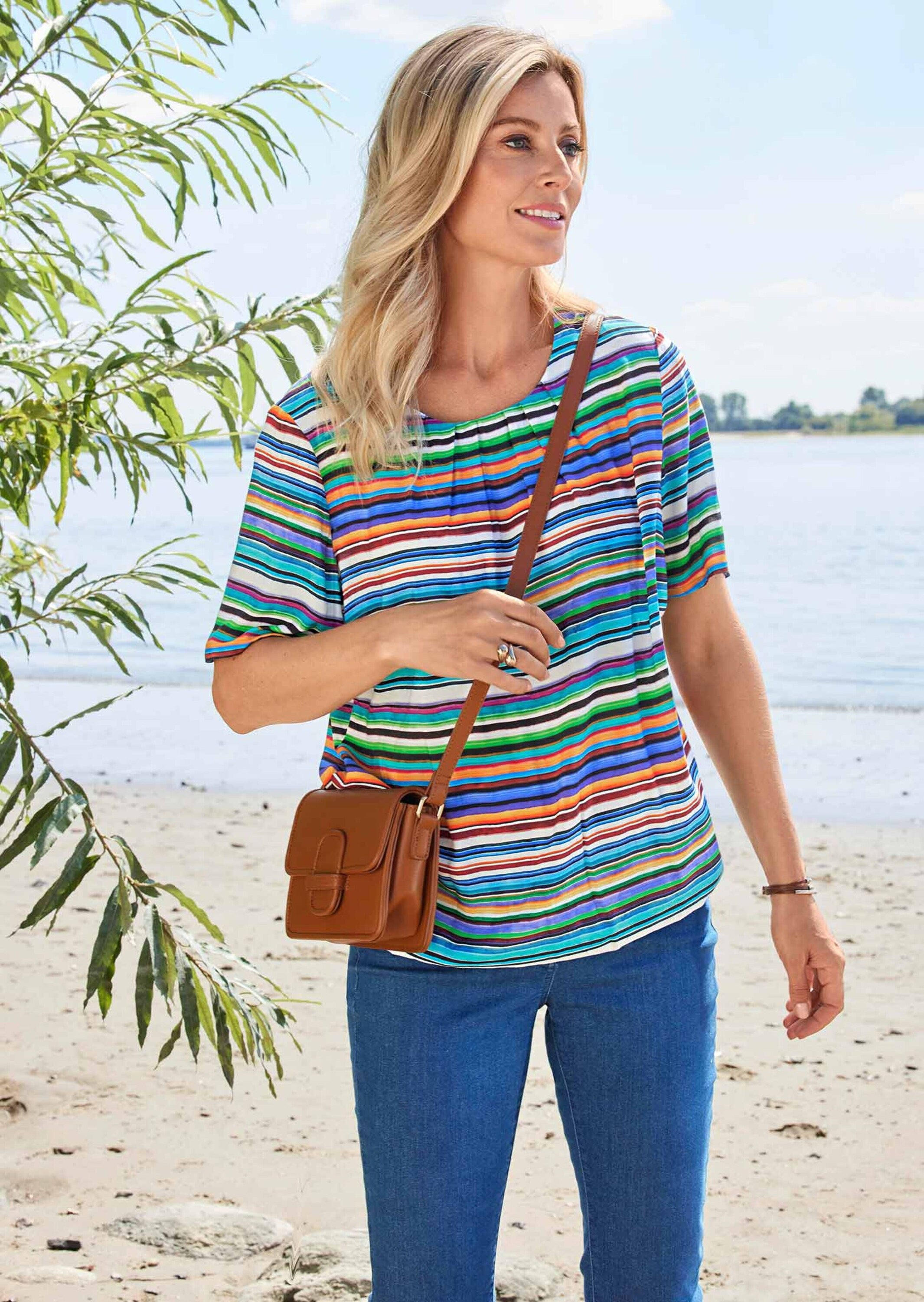 GOLDNER Druckbluse »Farbbrillante Druckbluse mit liebevollen Details« Ohne