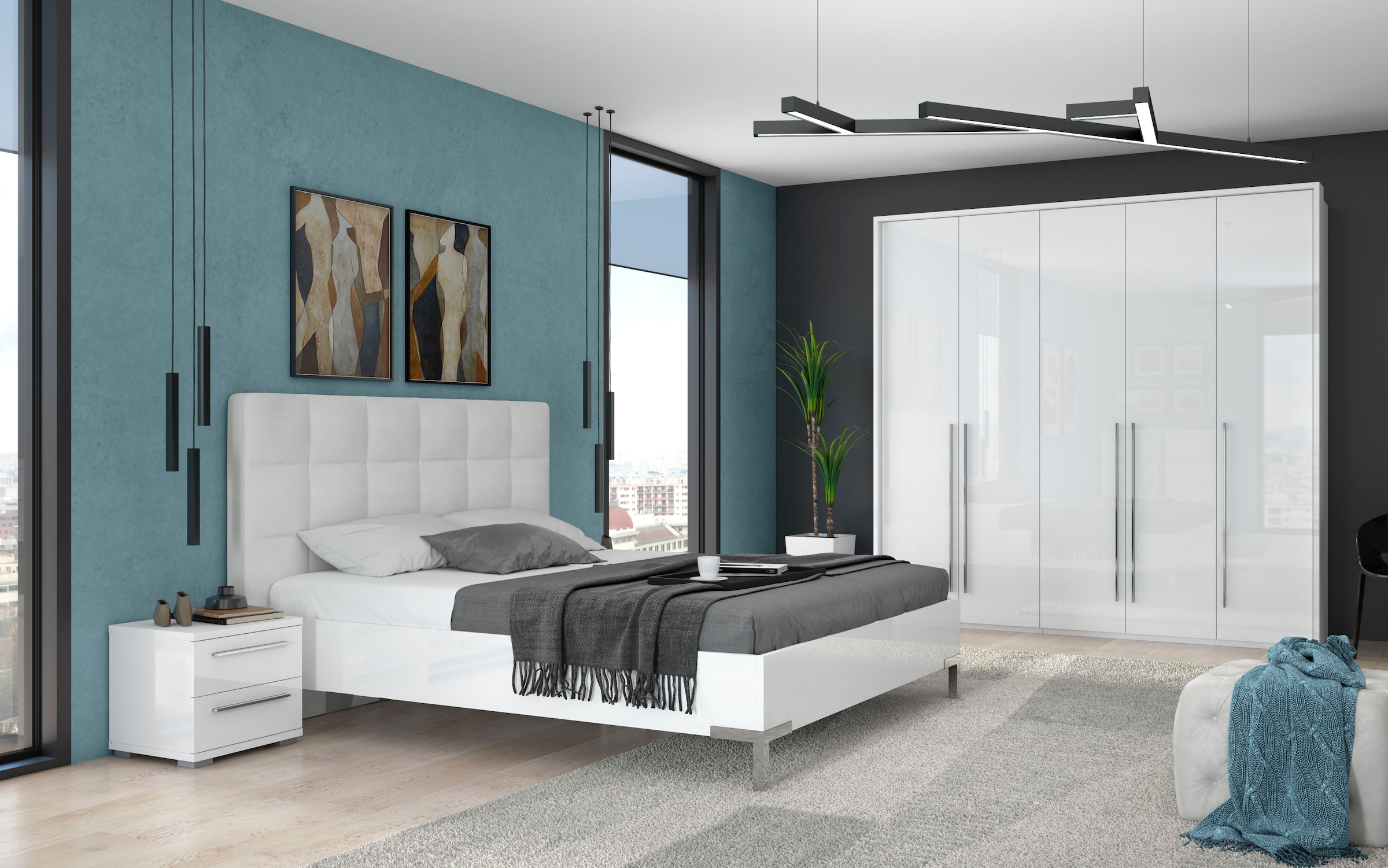 Places of Style Nachtkommode »Piano, Nachttisch aus FSC-zertifiziertem Holzwerkstoff, Made in Europe«, (45/40/43 oder 61cm (B/T/H), ideal passend zum Boxspringbett), UV lackiert, hochglänzend, Soft-Close Funktion, 2 oder 3 Schubladen