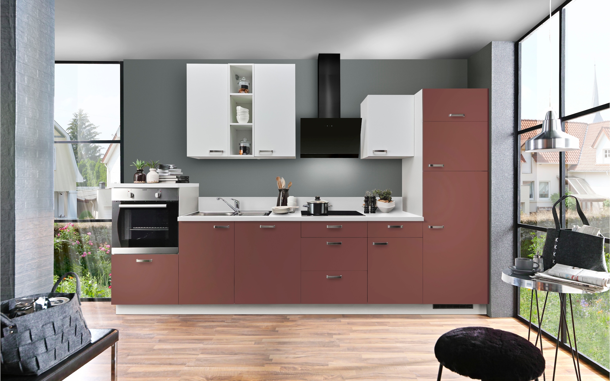 Express Küchen Küchenzeile »Bari«, bei 340 mit kaufen Soft-Close-Funktion vormontiert, cm Breite OTTO und Vollauszügen