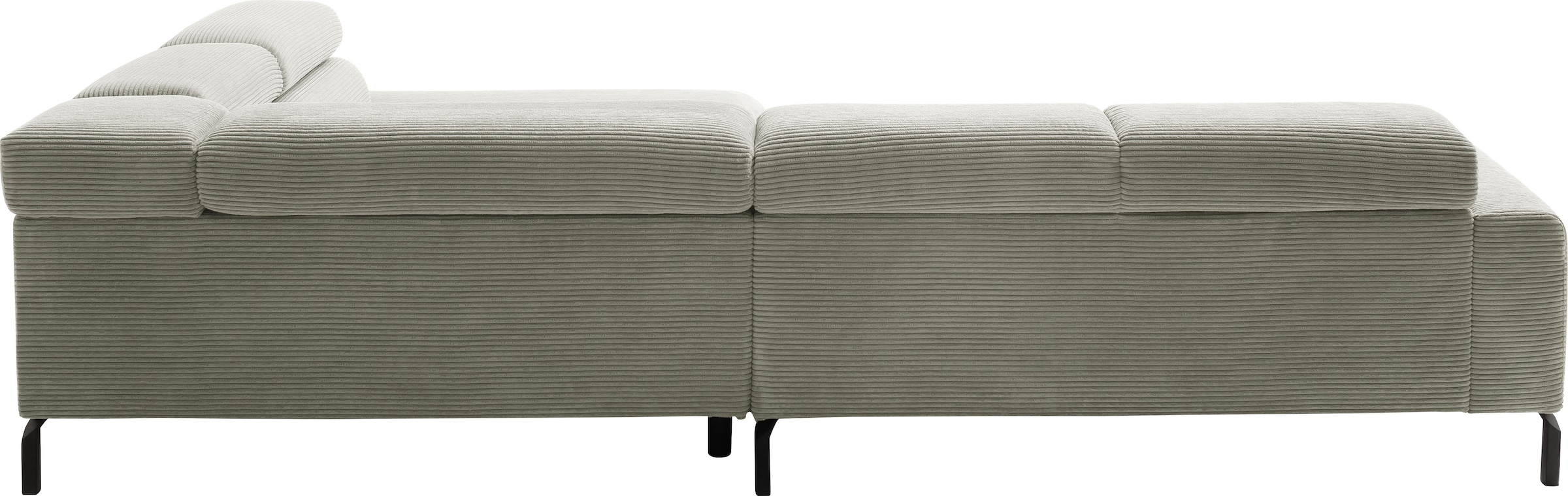 Places of Style Ecksofa »Antonelli, L-Form, inkl. Kopfteilverstellung, Breite 312 cm«, mit elektrischer Sitztiefenverstellung, in Cord, stone