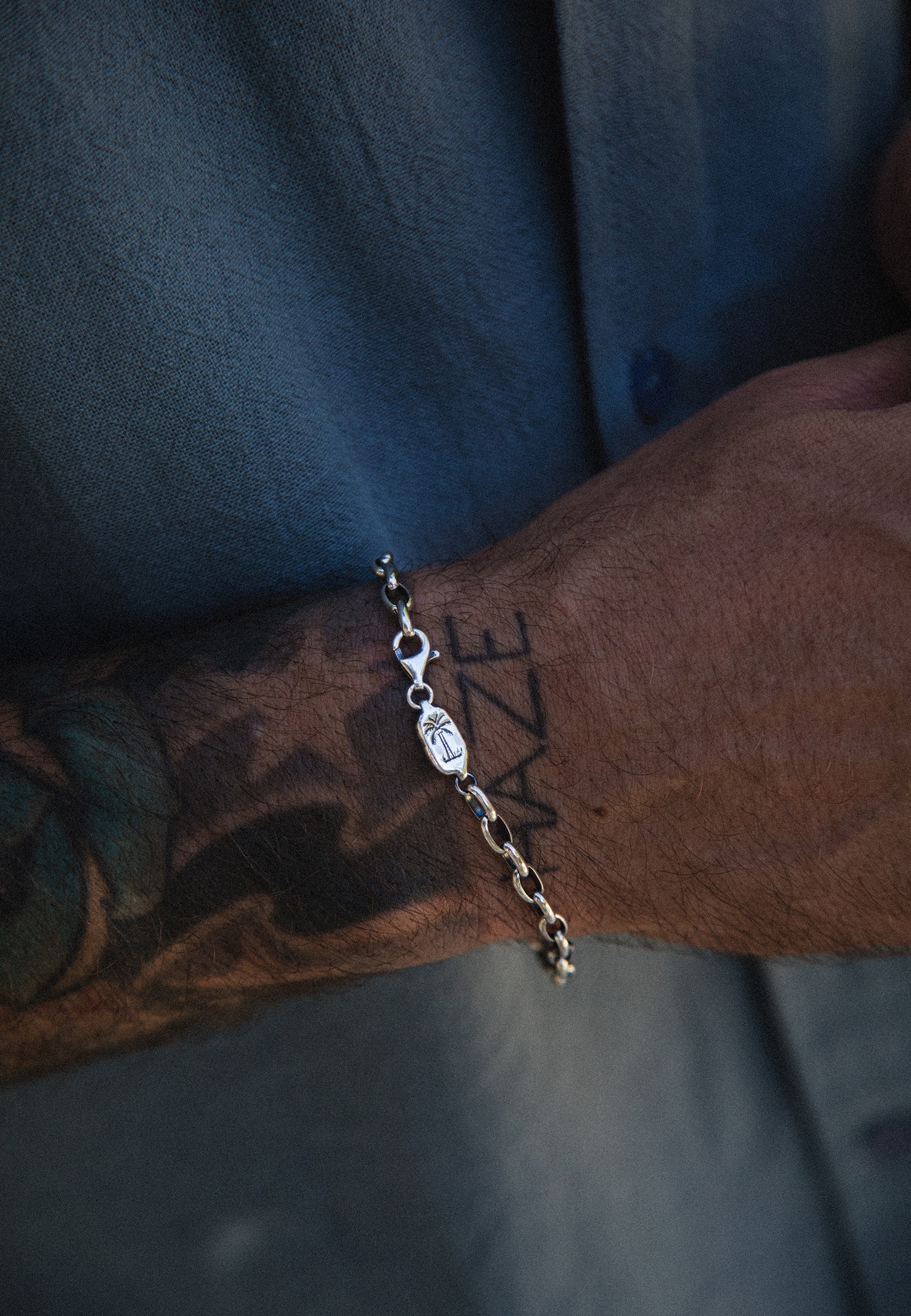 HAZE & GLORY Armkette »Armband Ankerkette Palme Basic 925 Silber«