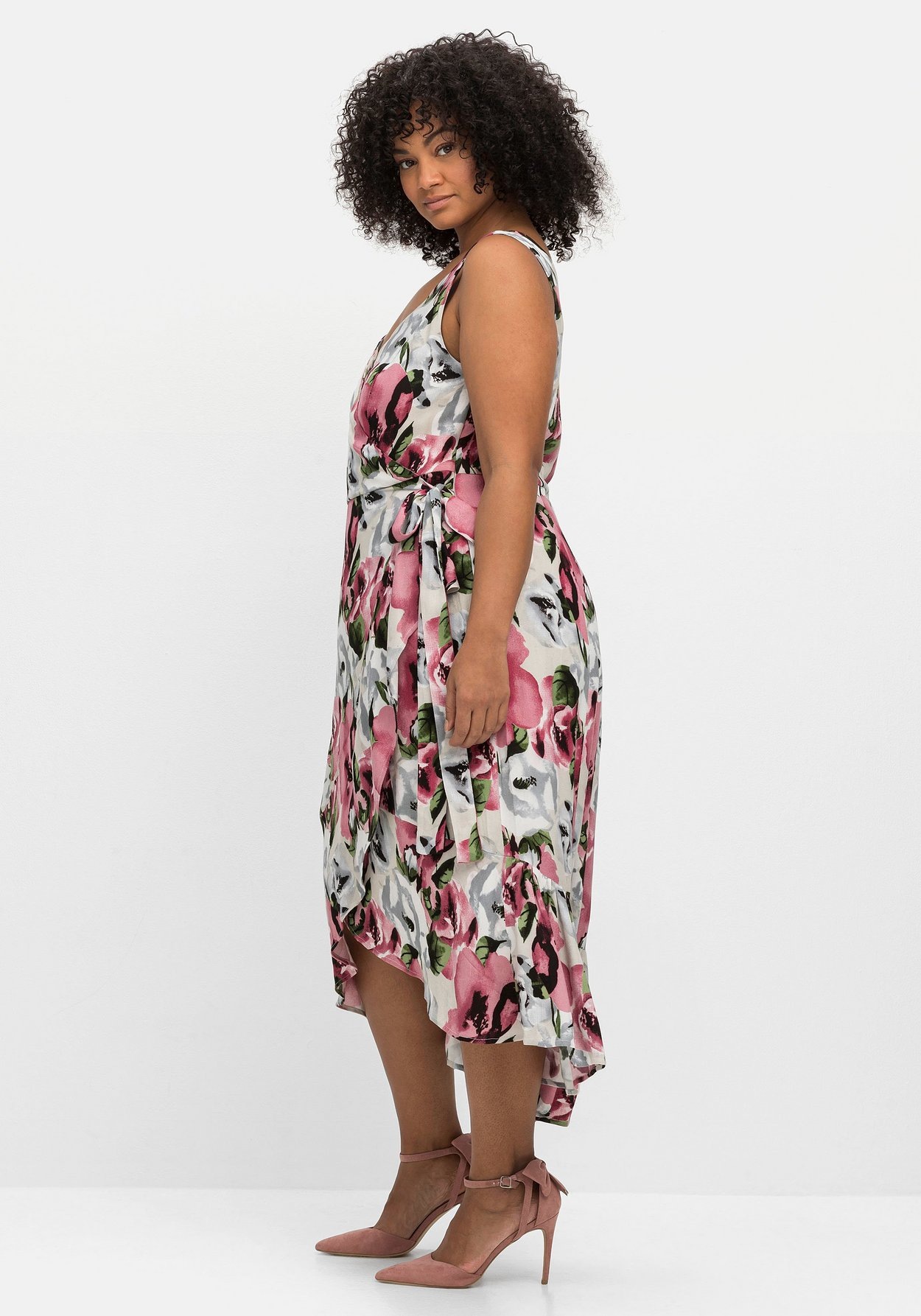 Sheego Sommerkleid »Maxikleid in Wickeloptik, mit Blumendruck«