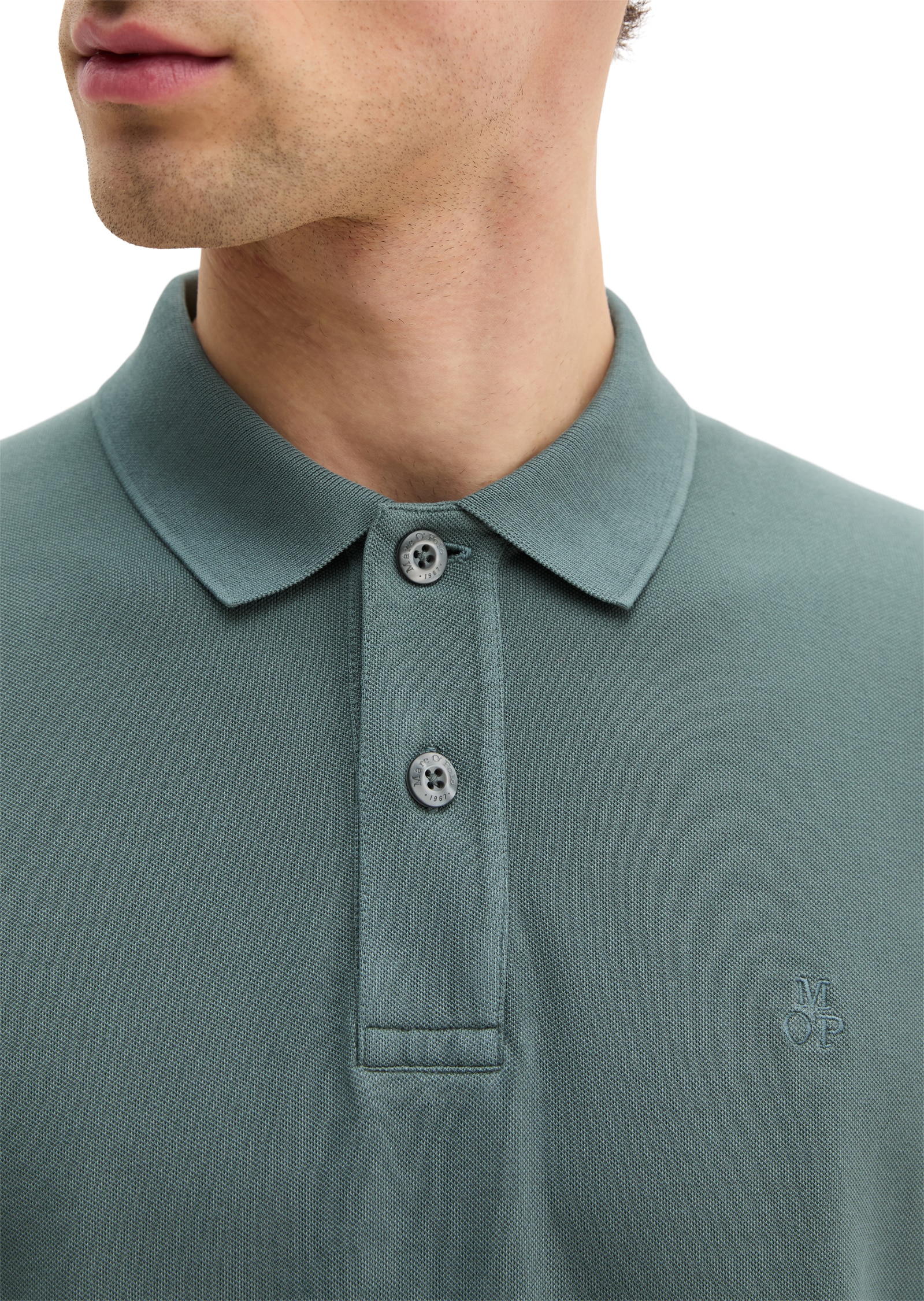 Marc O'Polo Langarm-Poloshirt Piqué regular fit aus Bio-Baumwolle mit Elasthan