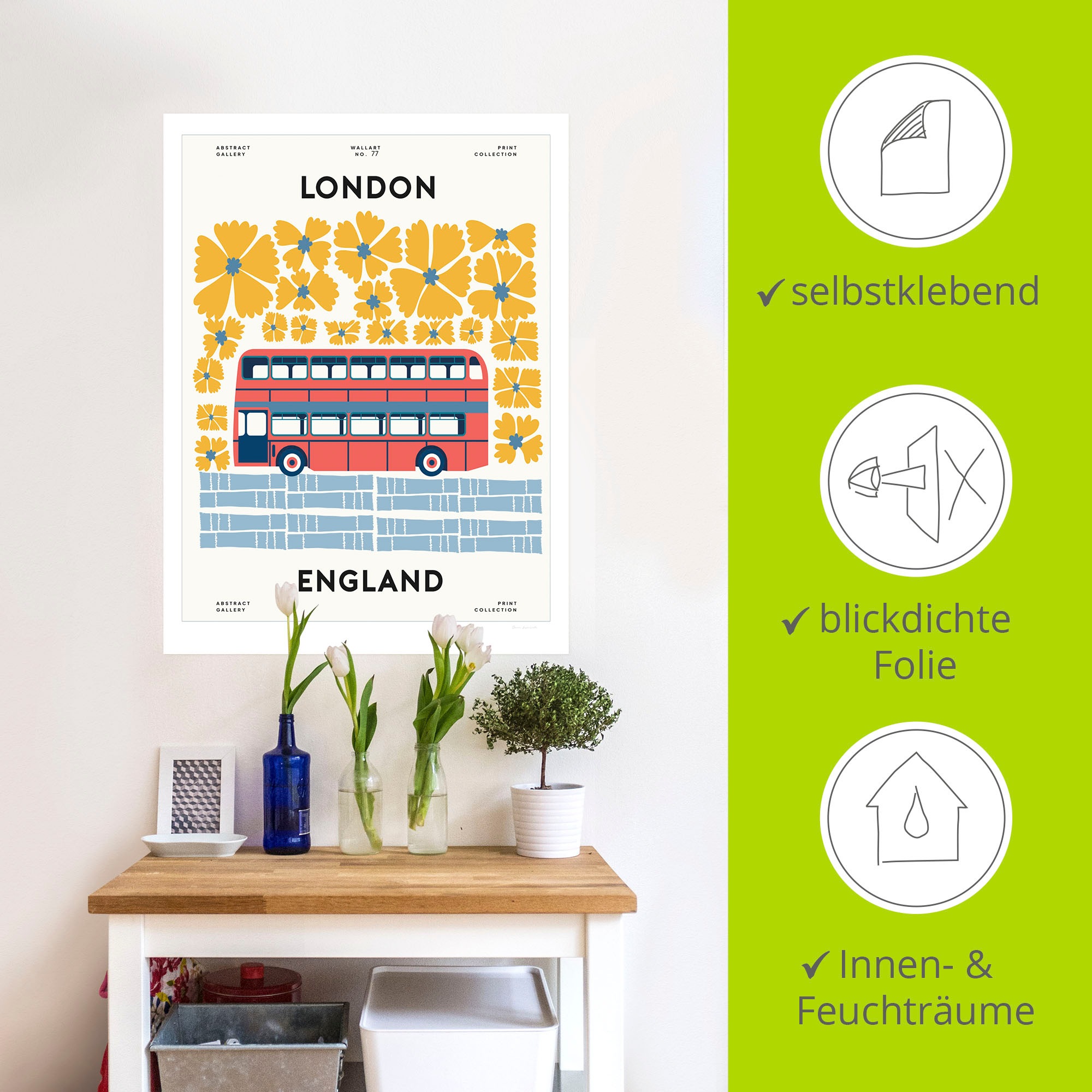 Artland Wandbild »Groovy European« London 1 Stk. tlg. als Alubild, Leinwandbild, Poster, Wandaufkleber in verschied. Größen