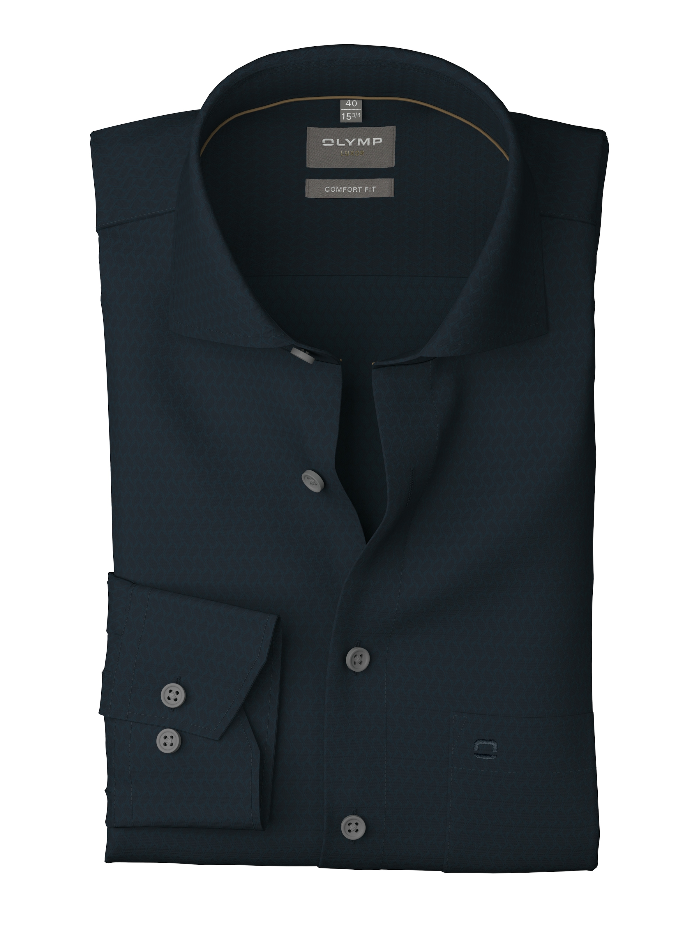 OLYMP Langarmhemd »Luxor comfort fit«, Struktur - Satin, comfort fit, Businesshemd, New-Kentkragen
