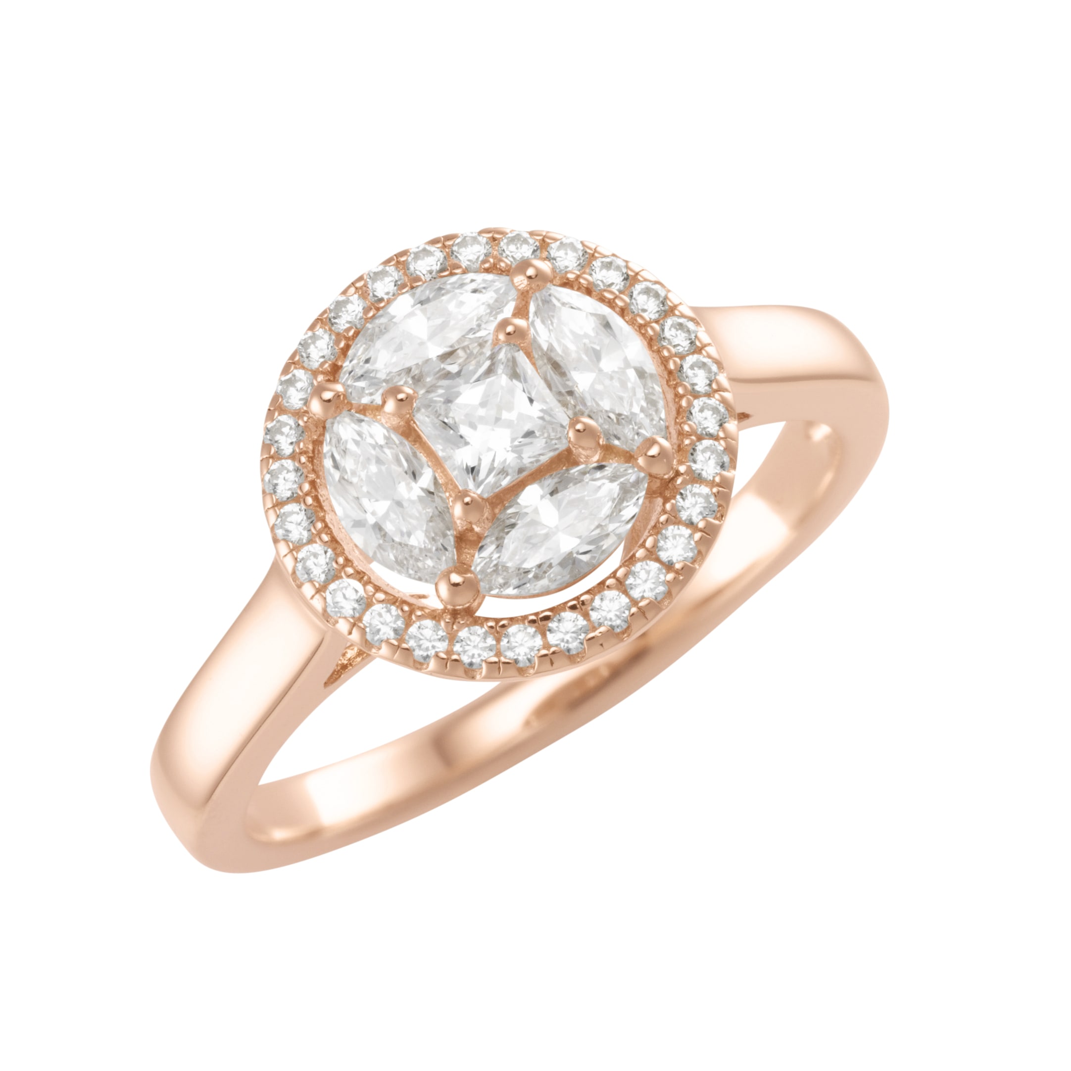 Silberring »Ring mit weißen Zirkonia Steinen, rosé vergoldet, Silber 925«