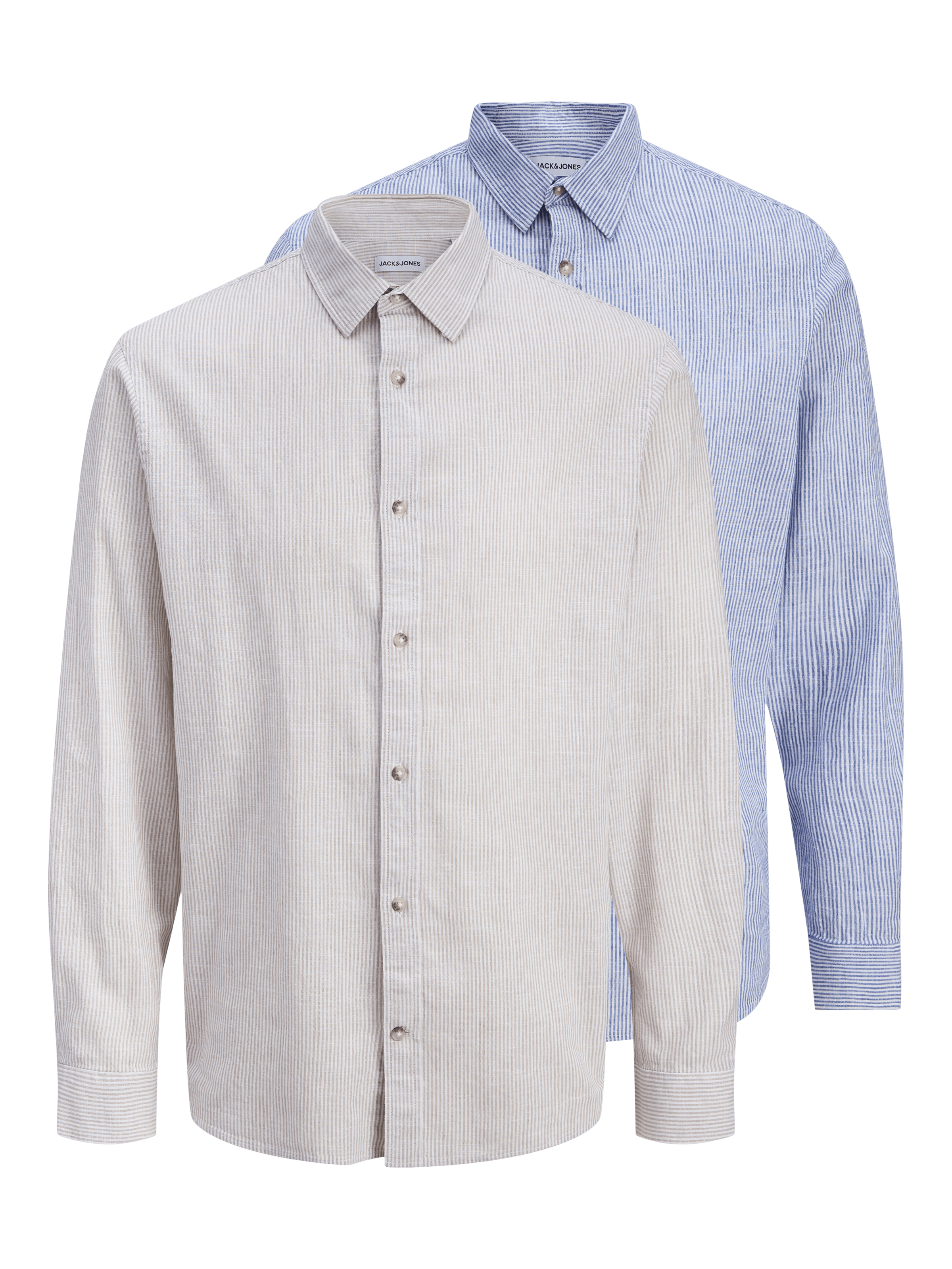 Jack & Jones Langarmhemd »JJESUMMER LINEN BLEND SHIRT L/S SN 2PKMP« Packung, 2