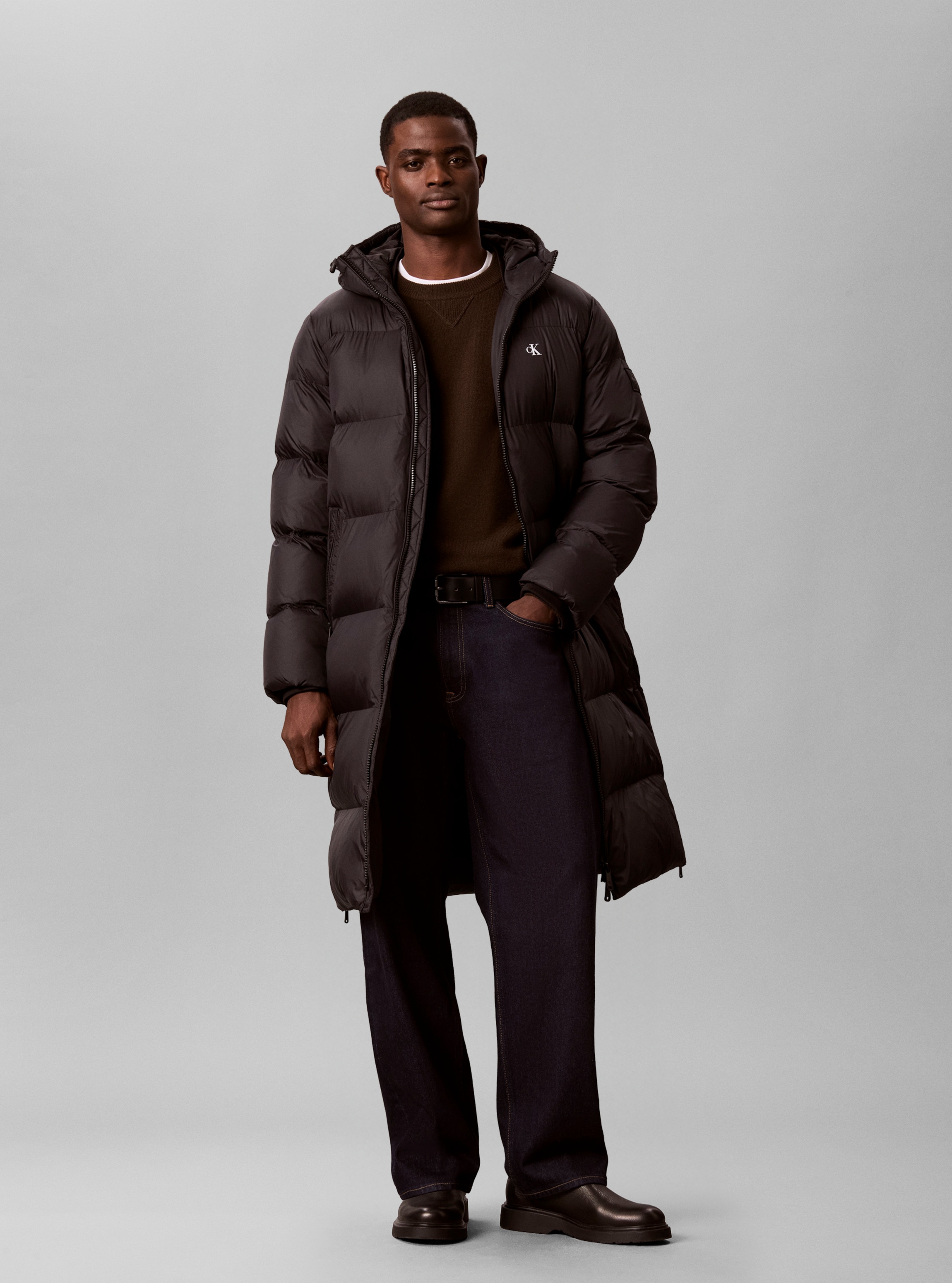 Calvin Klein Jeans Steppmantel »LONG LENGTH HOODED NYLON« Regular fit mit Eingrifftaschen