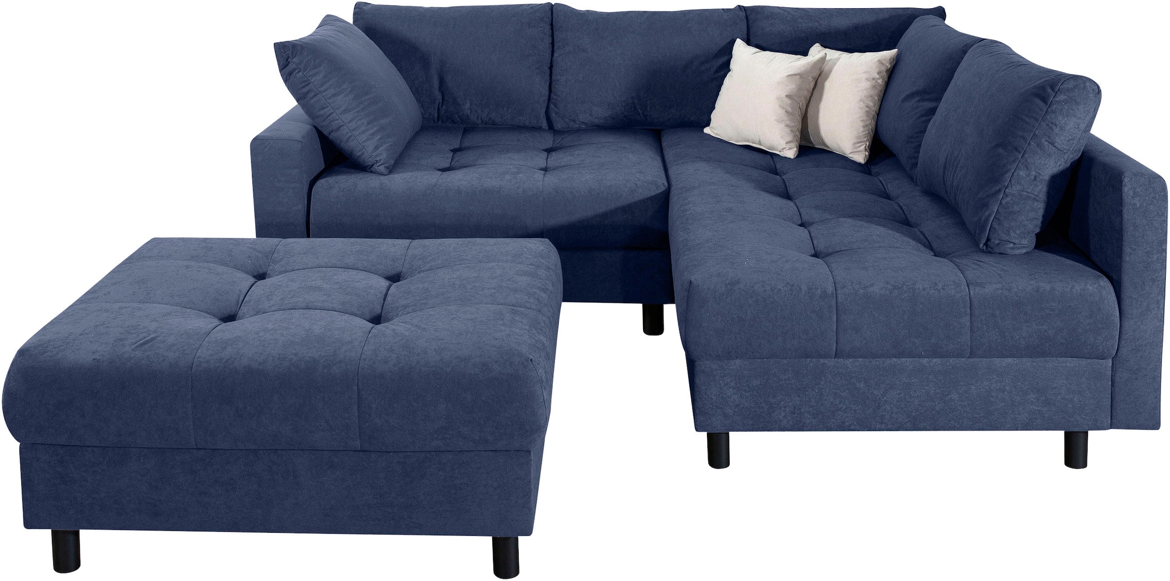 COLLECTION AB Ecksofa »Toni L-Form, B: 215 cm« Set: Sofa & Hocker, 2 Zierkissen, Federkern