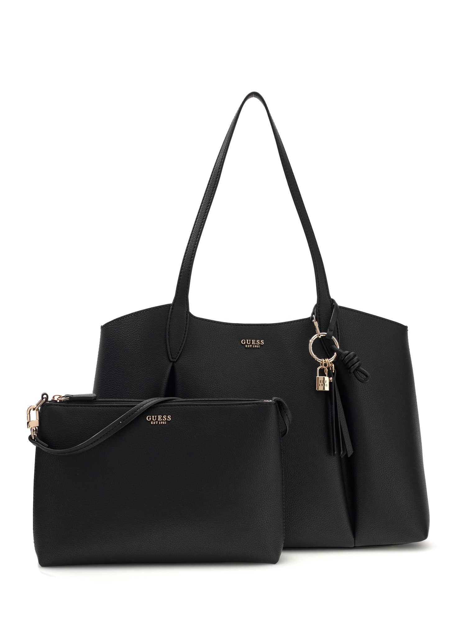Guess Shopper »MELODY 2 IN 1 TOTE« Damen Handtasche, Schultertasche mit goldfarbener Logo-Applikation
