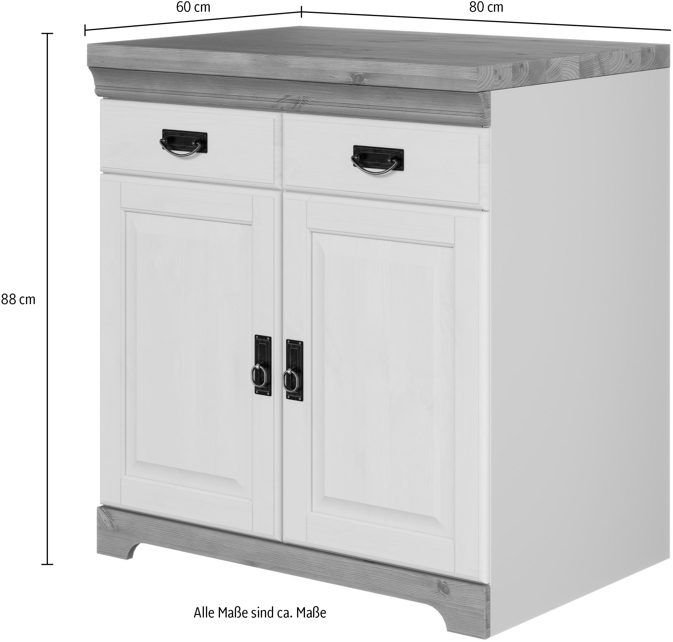 Home affaire Spülenschrank »Rügen«, Breite 80 cm, Kiefer massiv, mit 2 Türen