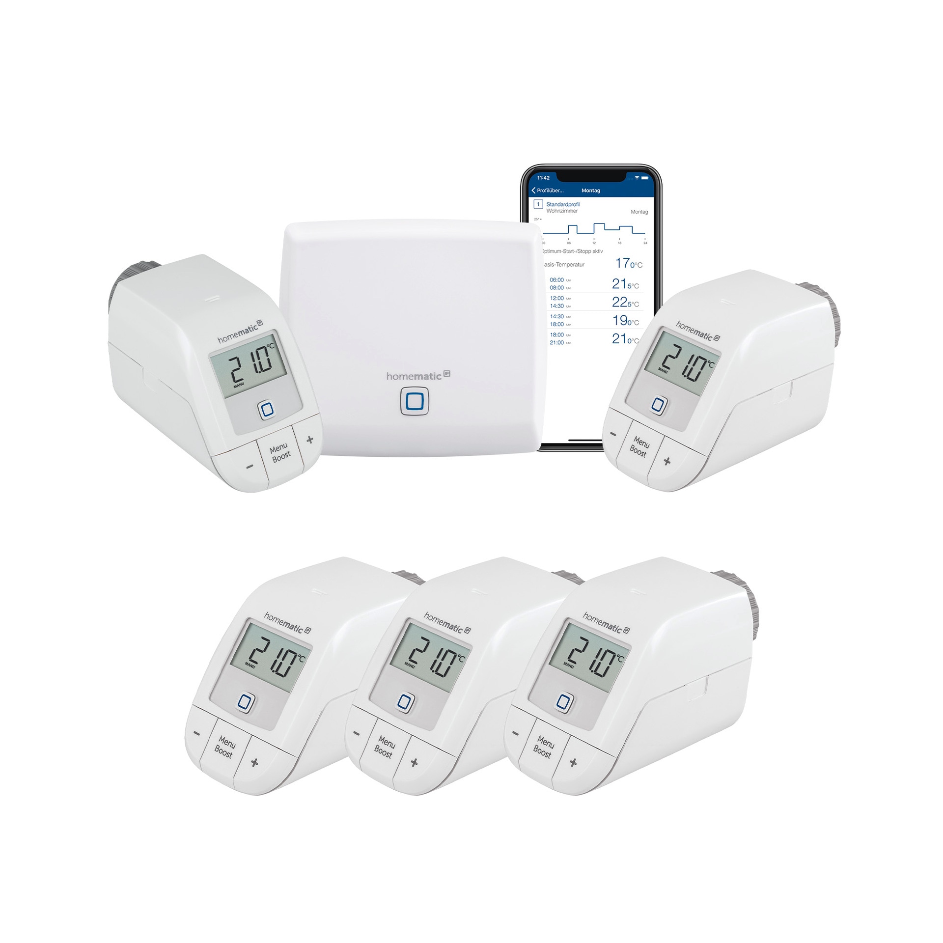 Heizkörperthermostat »Bundle Starter Set Heizen + 3x HKT basic«, Access Point + 5 x...