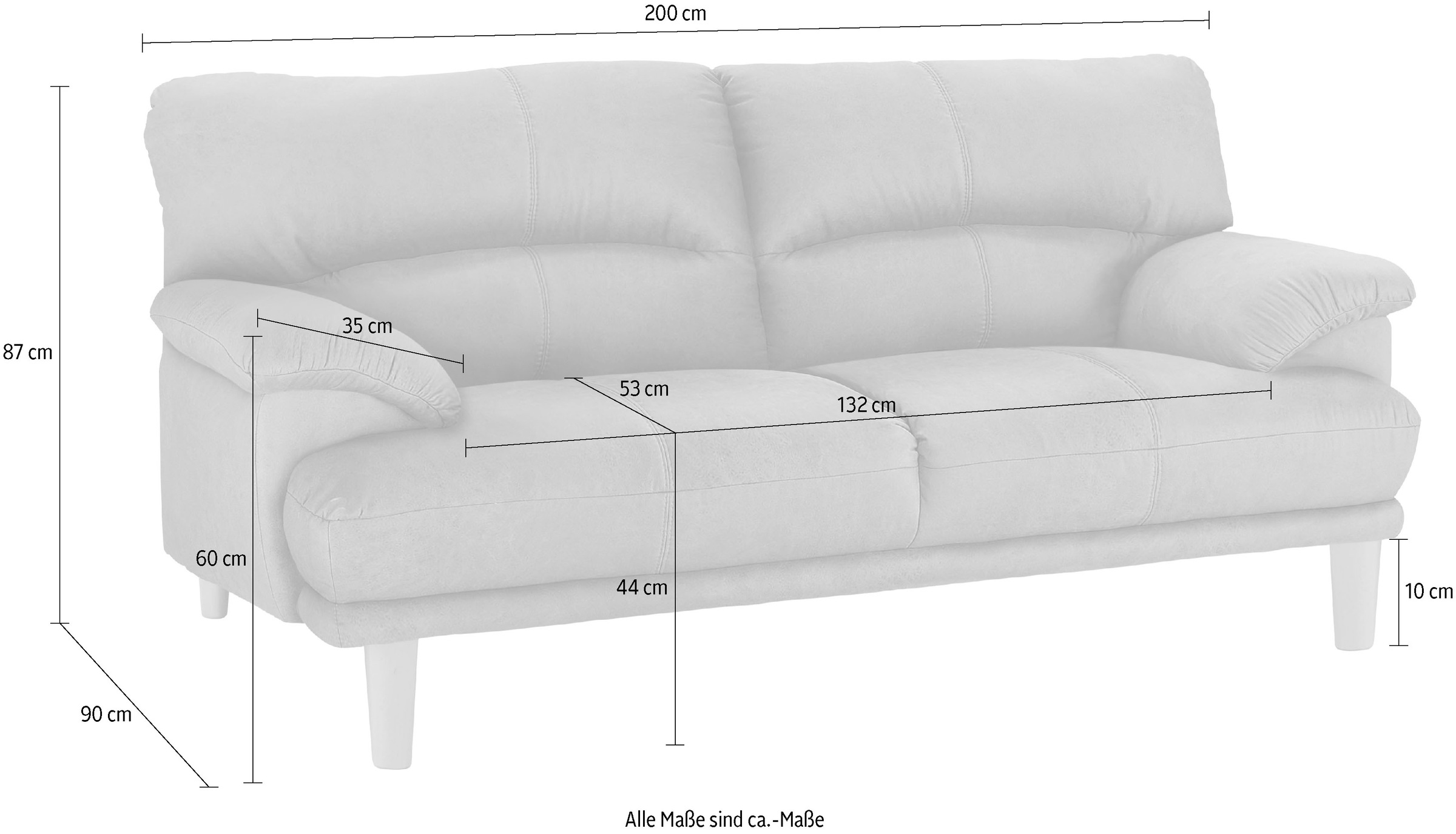 TRENDMANUFAKTUR 3-Sitzer »Cecilia, Sofa in italienischem Design« mit tollem Sitzkomfort, extrabequeme Armlehnen, Holzfüße