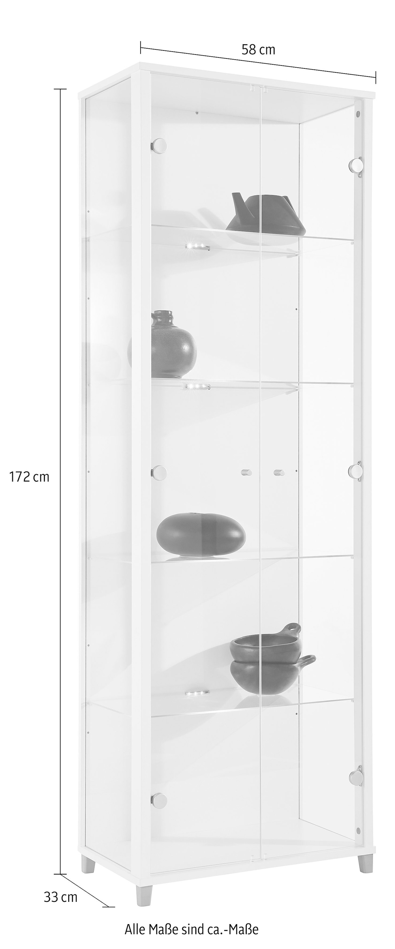 fif möbel Vitrine »OPTIMA«, Standvitrine/Glasvitrine 2x Glastür,perfekt für Sammler,Sammlervitrine