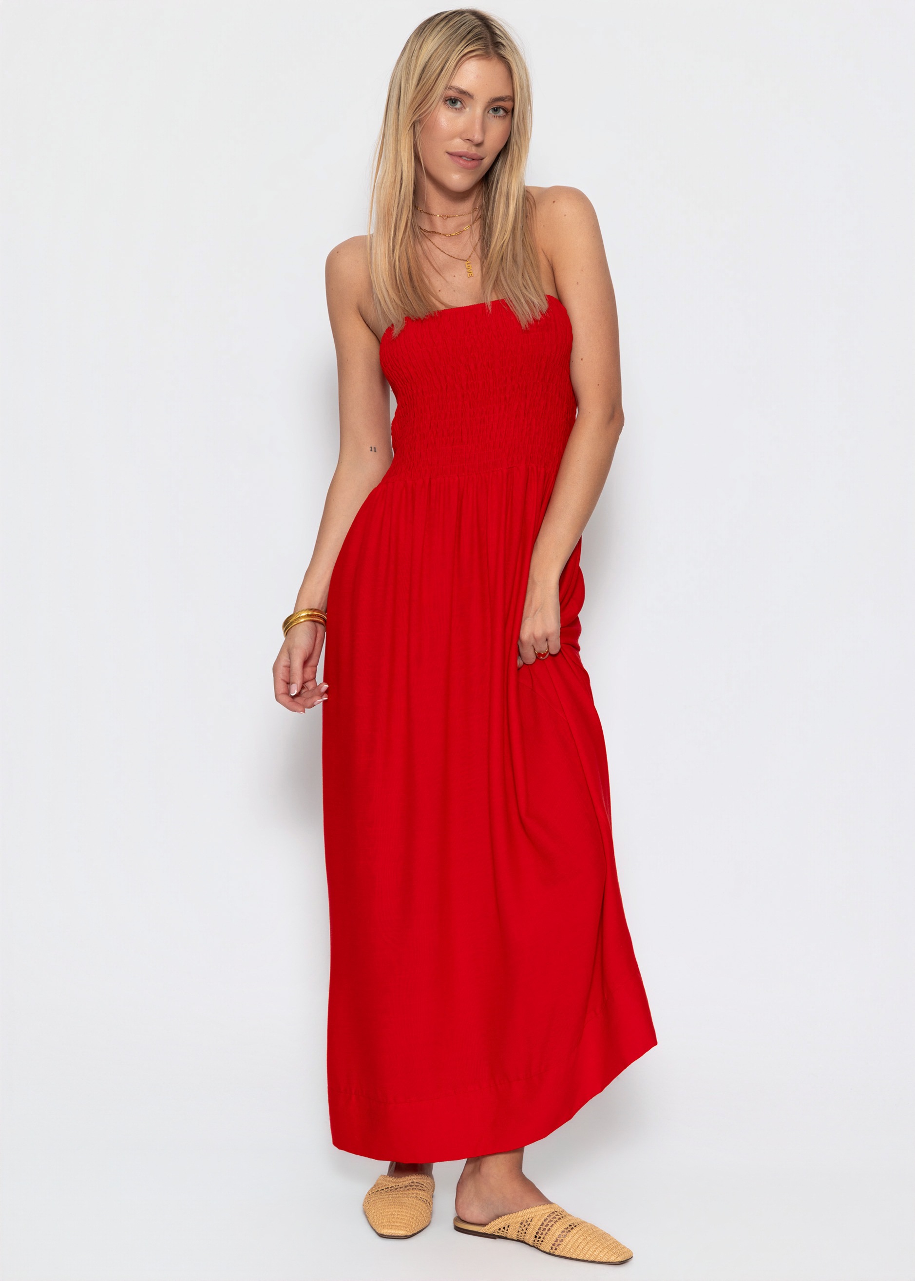 SASSYCLASSY Maxikleid »Bandeau Kleid« Elegantes Maxikleid mit elastischem Oberteil und fließendem Rock
