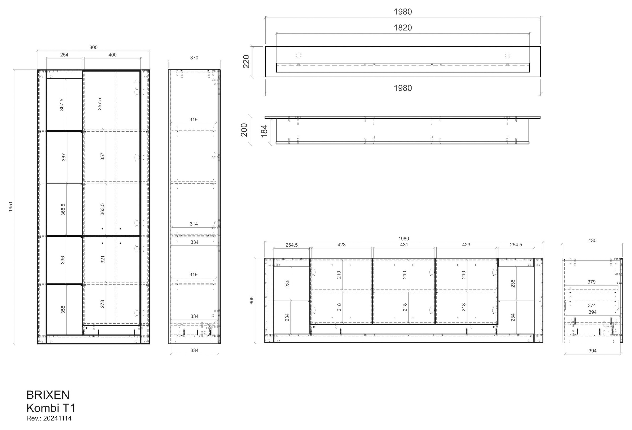 INOSIGN Wohnwand »Brixen, moderne Anbauwand, Wohnzimmer-Set, Eiche Evoke Dekor mit Weiß«, (Set, 3 St.), enthält Stauraumelement, Lowboard und Wandboard