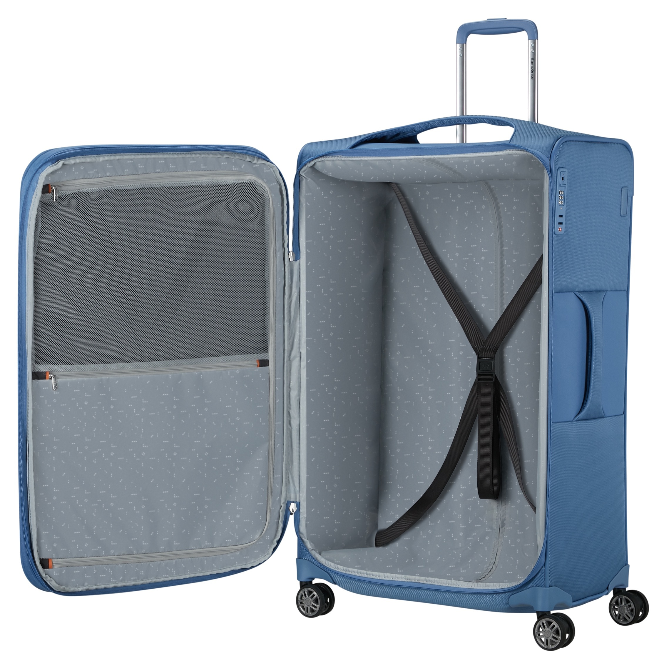 Samsonite Weichgepäck-Trolley »RE-LITE, verschiedene Größen und Farben«, (Set, 2 St., mit 2 Packwürfeln), 4 Rollen, Reisekoffer TSA-Schloss Stickerbogen Volumenerweiterung Laptopfach