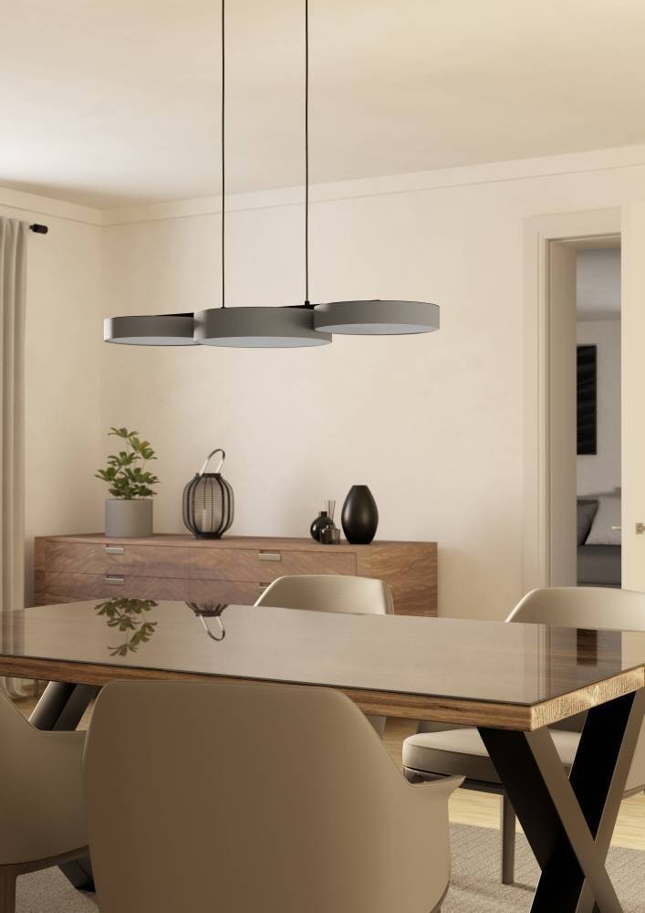 EGLO Hängeleuchte »BARBANO-Z Hängelampe, grau weiß, ZigBee 3.0, Disco-Modus, Timer«, 3 flammig, Leuchtmittel LED-Modul | LED fest integriert, App und Sprachsteuerung Alexa, ‎82 x 30 x 110 cm, exkl. Fernbedienung