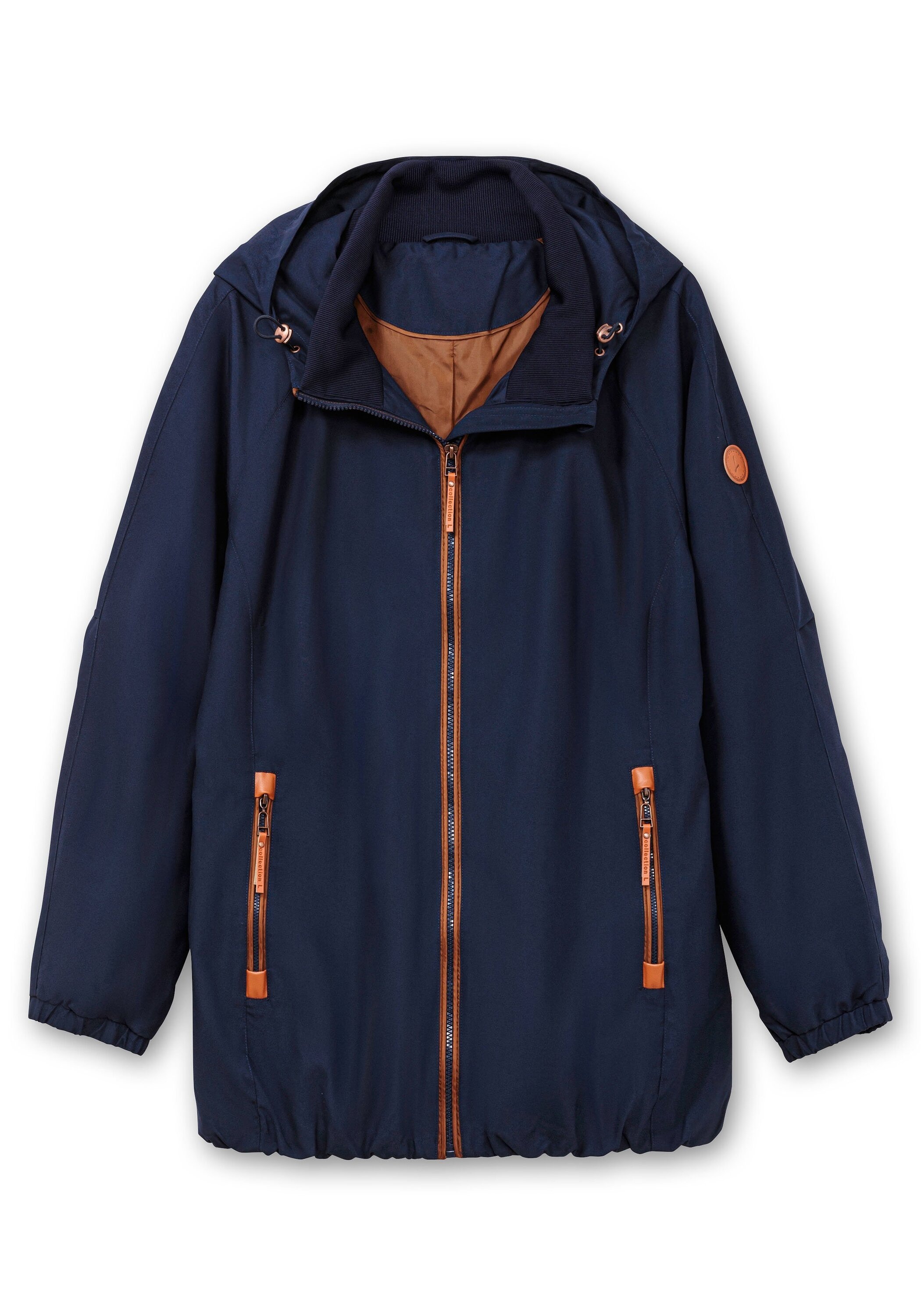 Sheego Langjacke »Kapuzenjacke aus Microfaser, mit Kontrastdetails«, mit Kapuze, aus Microfaser, mit Kontrastdetails