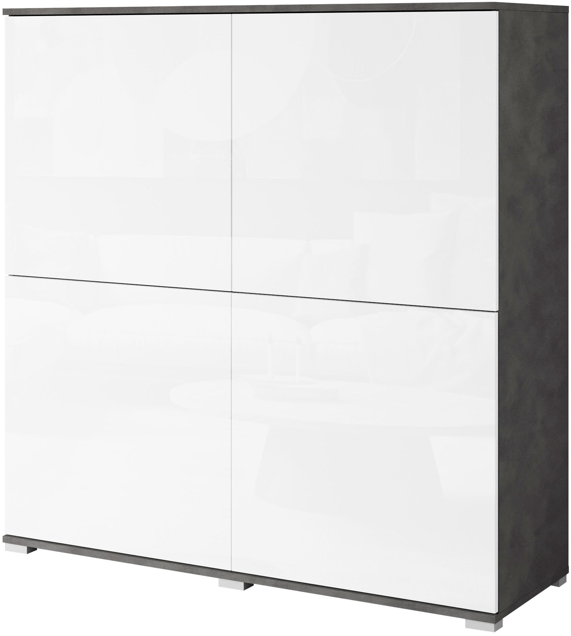 INOSIGN Highboard »Kenia, moderne grifflose Hochkommode mit 4 Türen, Breite 120 cm«, (1 St.), Push-to-Open-Fronten, höhenverstellbaren Einlegeböden