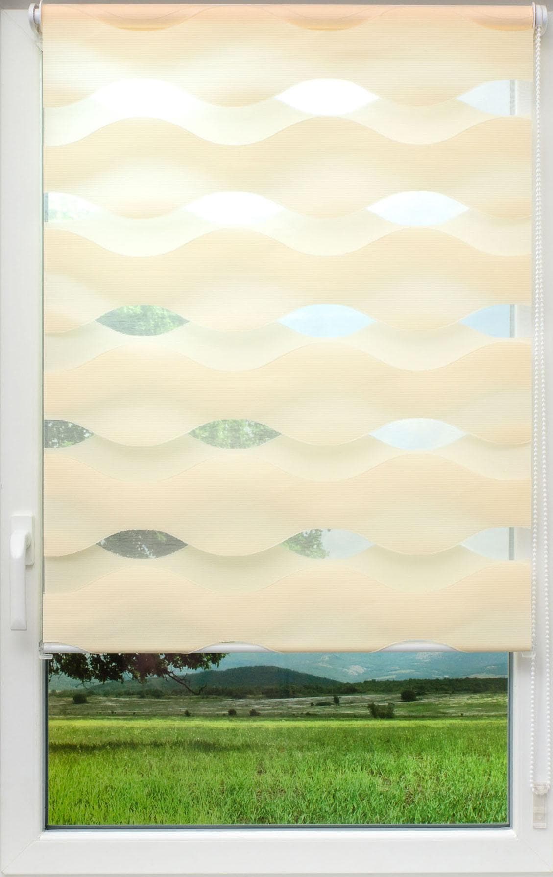 sunlines Doppelrollo »Doppelrollo Welle«, Lichtschutz, ohne Bohren, freihängend, Effektiver Sichtschutz