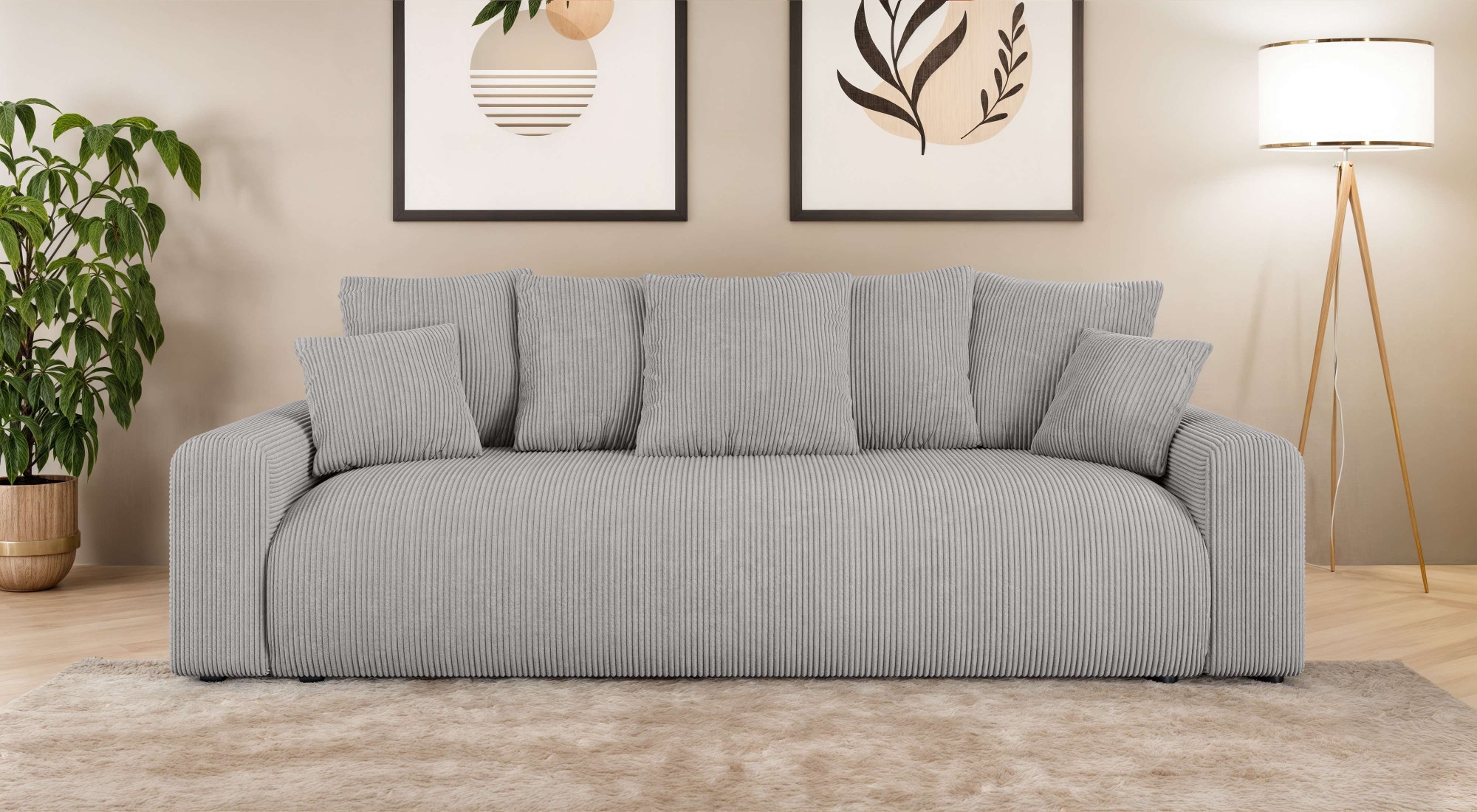 Home affaire Big-Sofa »LAKESIDE klein 3-Sitzer Schlafsofa mit Bettkasten, Breite 238 cm« Liegefläche 149x195 cm, hoher Sitzkomfort, Maße B/T/H: 238/98/85cm