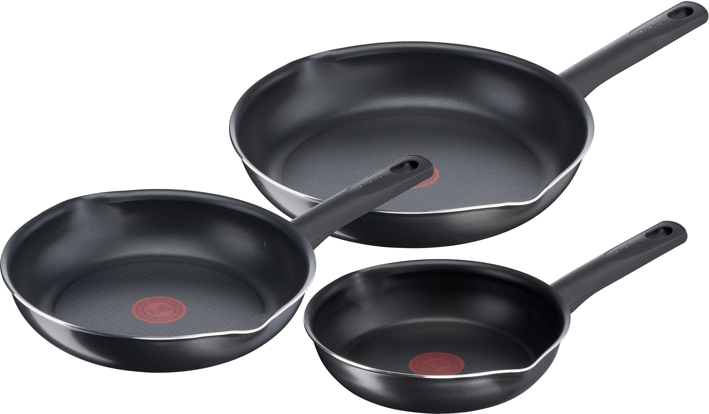 Tefal Pfannen-Set »B56490 Day By Day On«, Aluminium, (Set, 3 tlg.), Titanium Antihaftversiegelung, Thermo-Signal Temperaturanzeiger, tiefe Form, Ausgießer, hergestellt in Frankreich, 20/24/28 cm