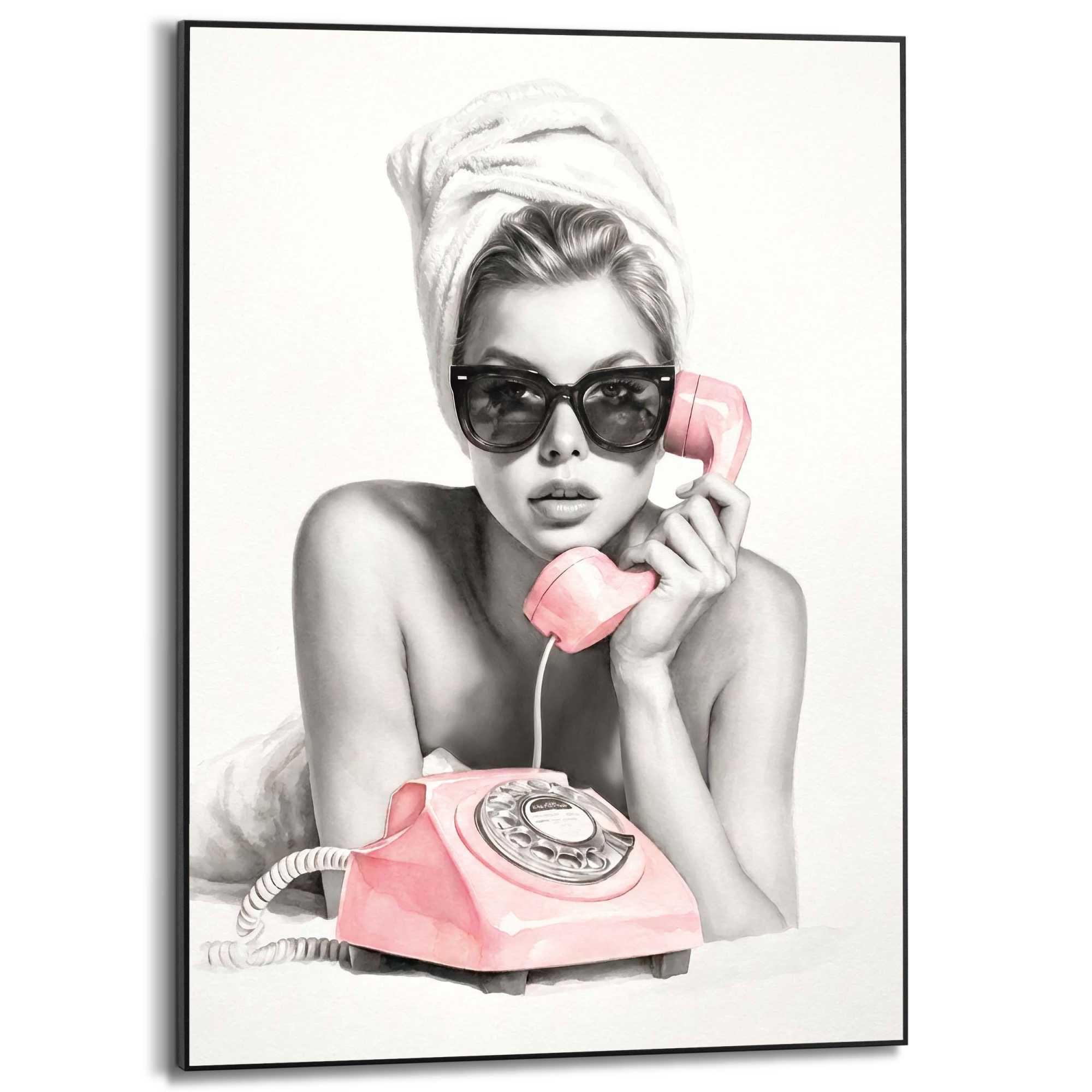 Reinders! Bild mit Rahmen »Vintage-Telefon« Menschen 1 Stk. tlg. Schlafzimmer - Rosa - MDF - Frauen - 50x70 cm