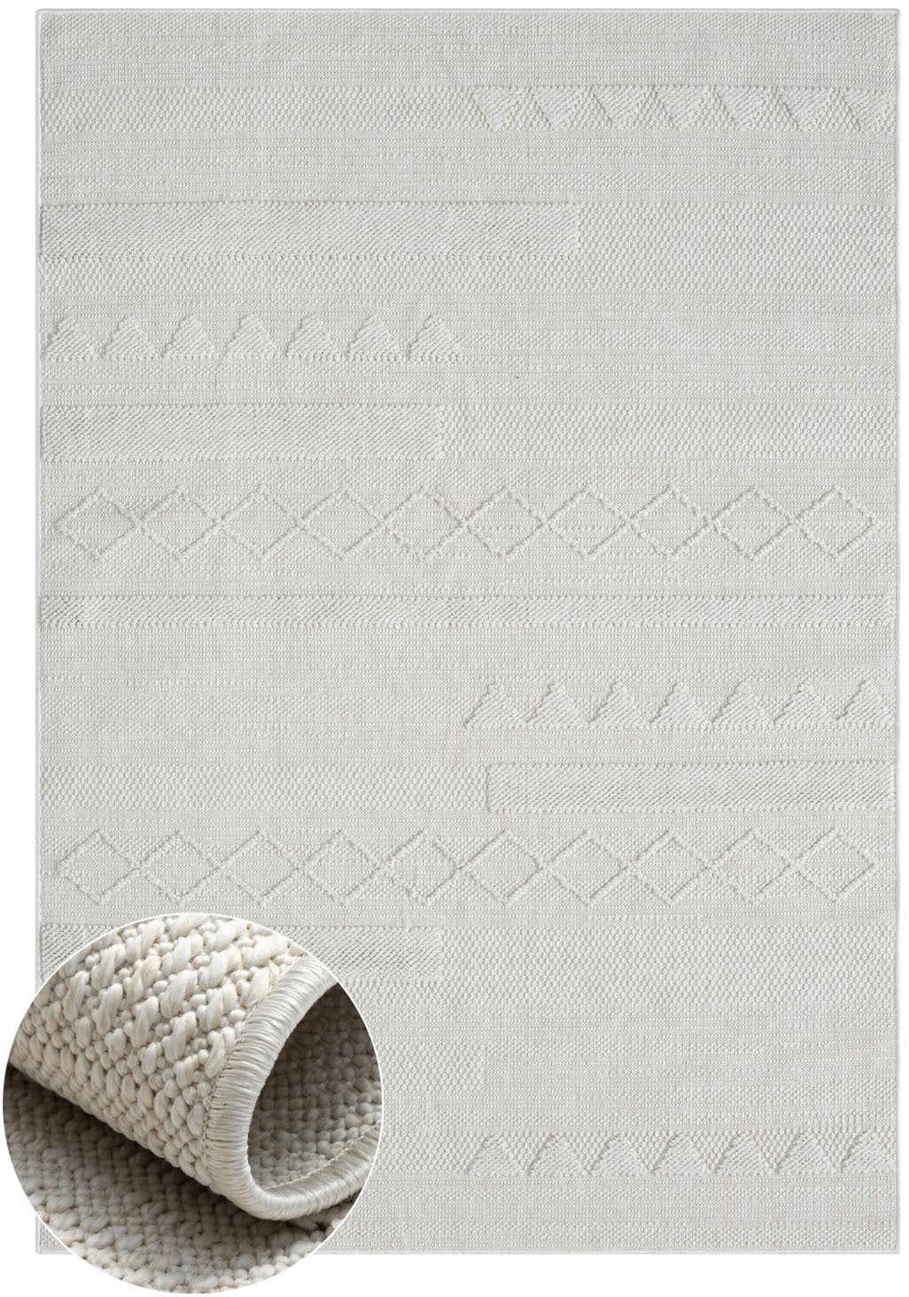 Myflair Möbel & Accessoires Outdoorteppich »Silly, LAGERRÄUMUNG!« rechteckig 8 mm Höhe Uni Farben, Hoch-Tief Effekt, Outdoor geeignet, Balkon, Terrasse