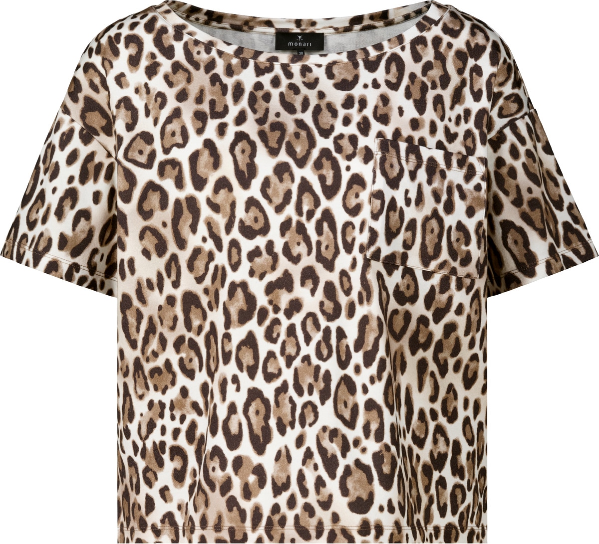 Monari T-Shirt »Shirt Leodruck Allover« Regular fit mit U-Boot-Ausschnitt
