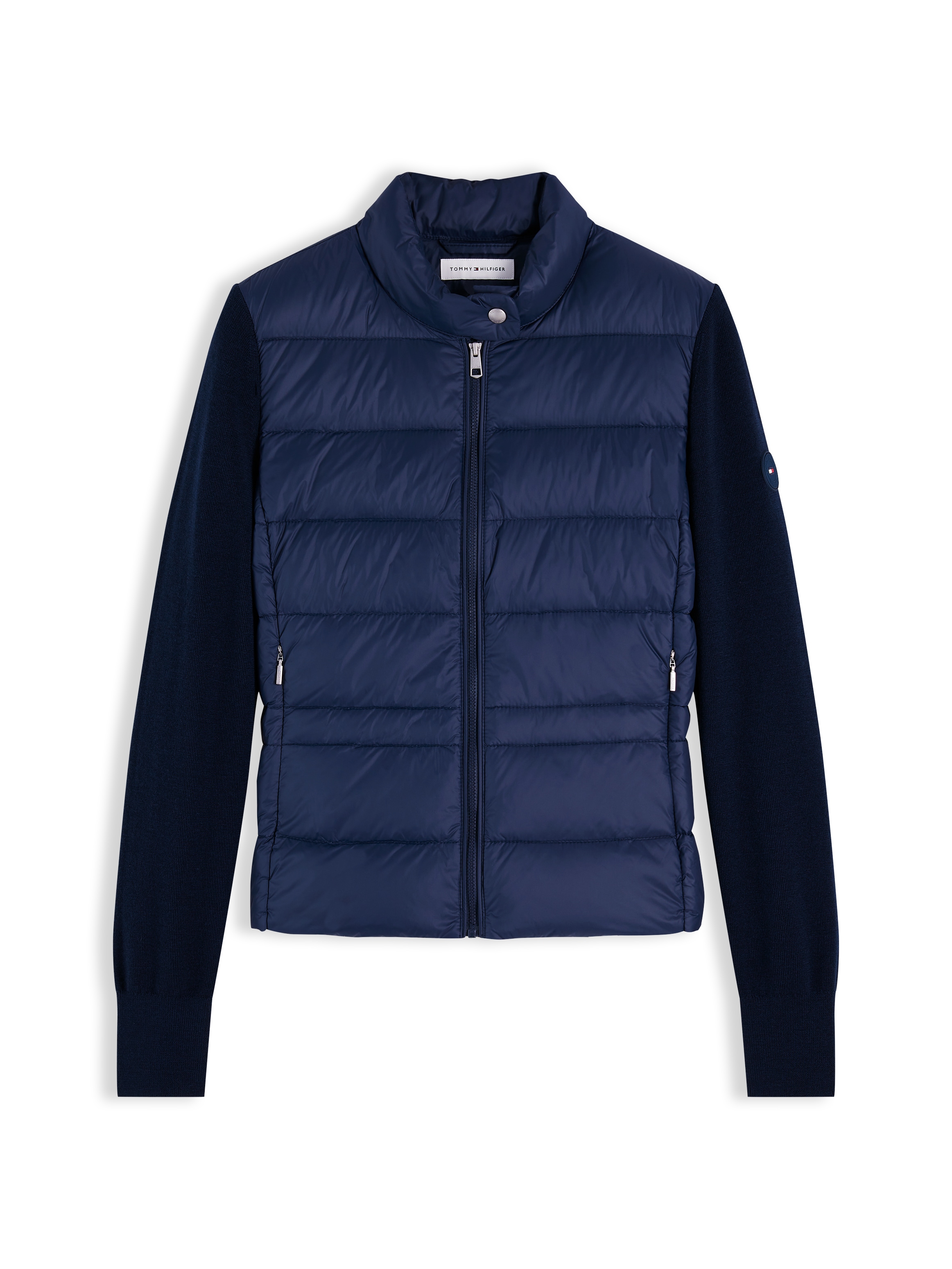 Tommy Hilfiger Steppjacke »LW DOWN KNIT MIX JACKET« ohne Kapuze Stehkragen, Materialmix mit Steppqualität