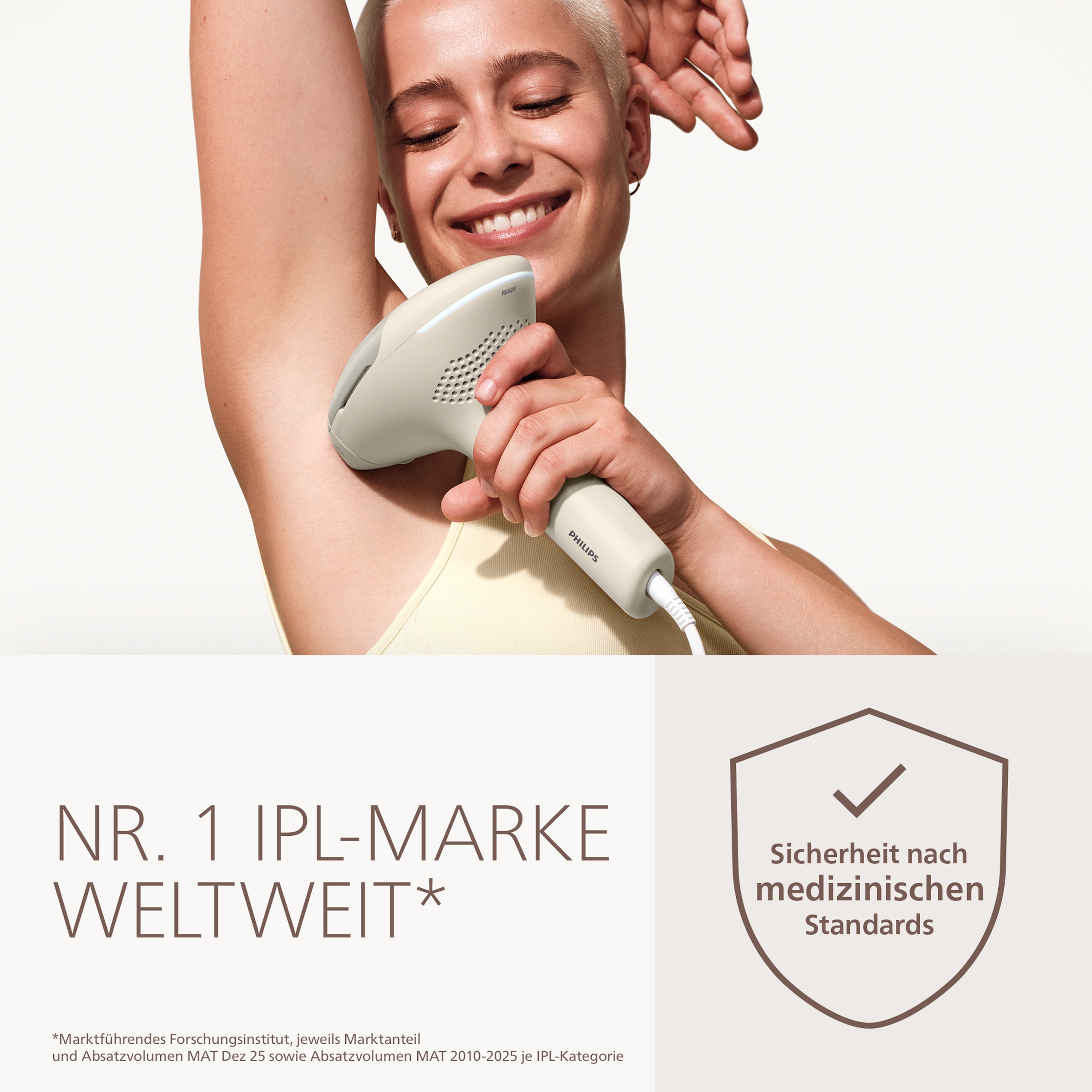 Philips IPL-Haarentferner »Philips Lumea Series 9900 Pro BRC342/00, NEUHEIT« 4 Aufsätze (Körper, Gesicht, Achseln, Bikinizone), Audioführung